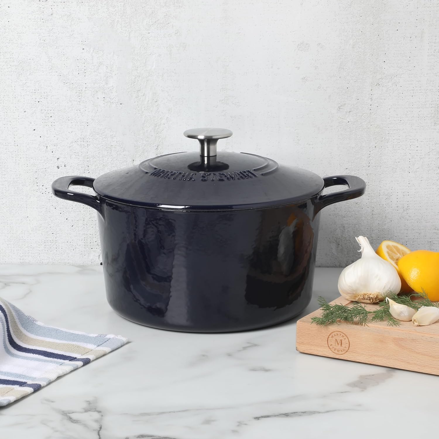 Martha Stewart Gatwick 4 Quart Enamel Cast Iron Dutch Oven - Navy Blue - Image 9