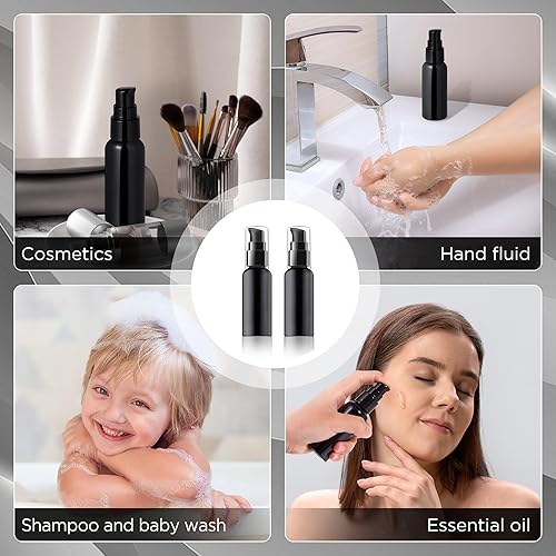 Miniatura 7 de VIDELLY 10 botellas con bomba de viaje para artículos de tocador, botellas pequeñas de 2 onzas, botella de viaje transparente, dispensador de