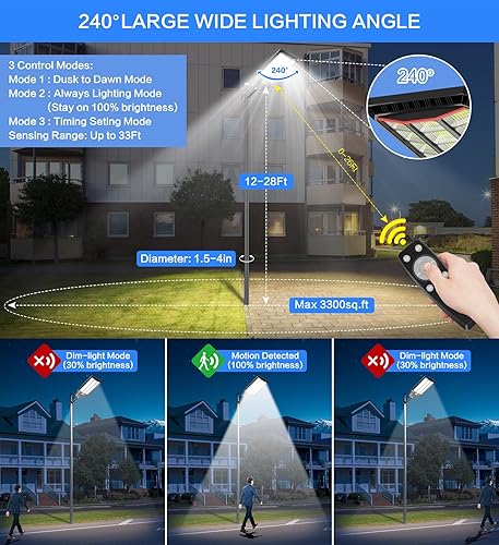 Miniatura 4 de CEDIO Farolas solares para exteriores, luces solares de estacionamiento de 6000 W, luz solar LED del atardecer al amanecer, 400000 lúmenes, luces