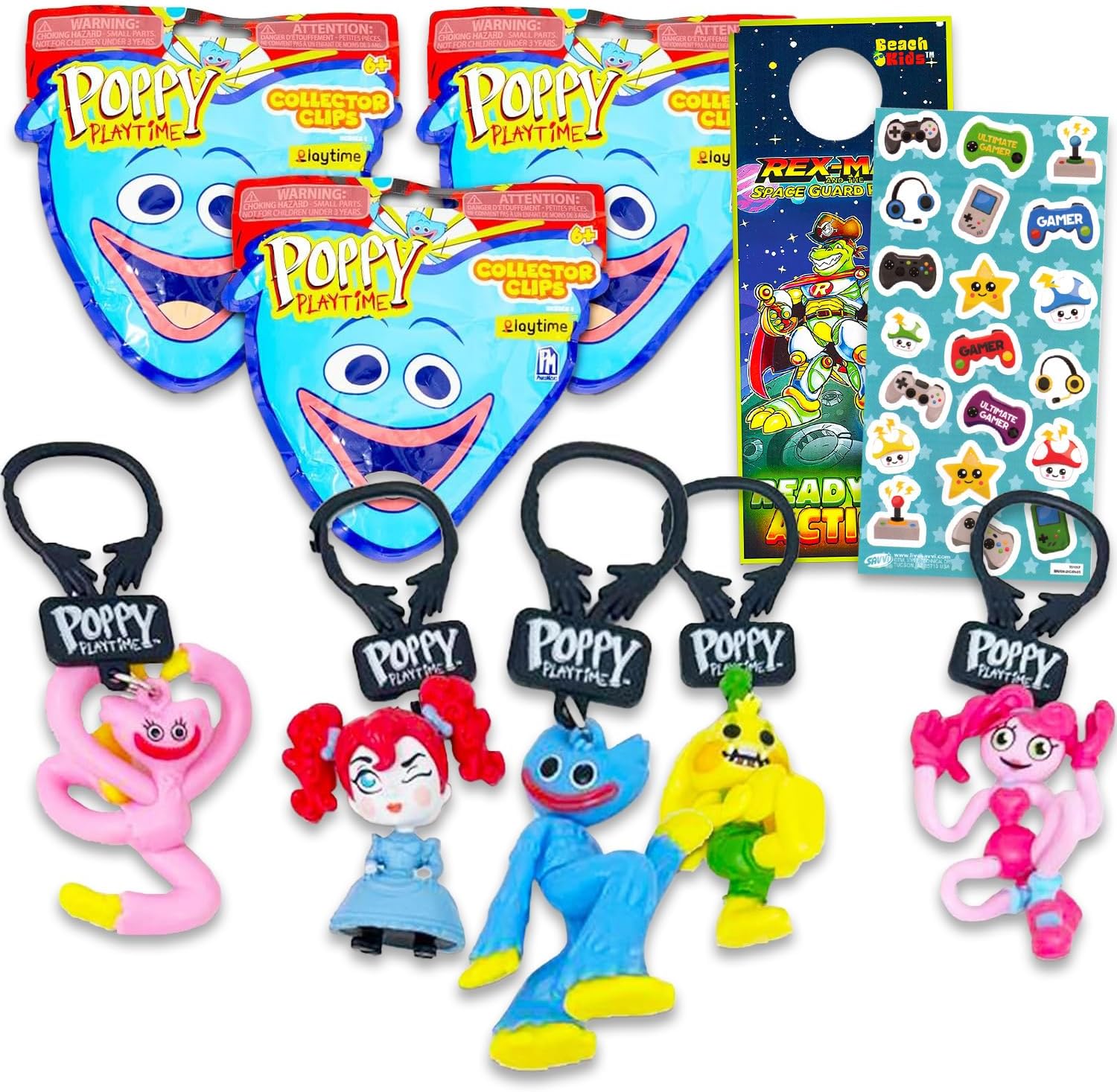 Nintendo Poppy Play Time Collector Clips Party Favor 3 Pack – Bundle with 3 Poppy Play Time Collector Clip Mystery Bags, Stickers, More Collector Clip Toys