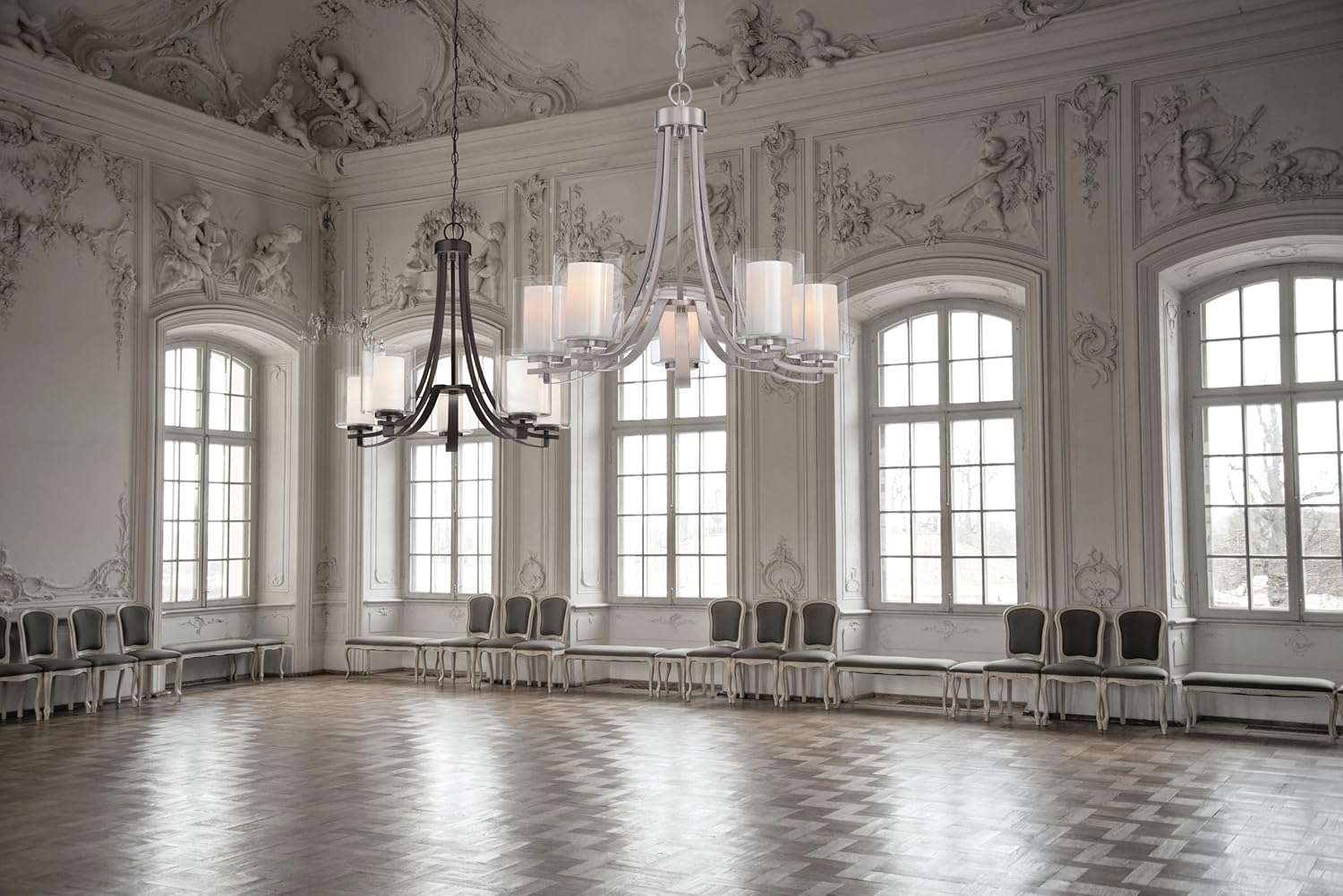 Minka Lavery 4105-66 Parsons Studio Chandelier, 5-Light, 500 Total Watts, 25.5-in H x 23-in W, Sand Coal Black