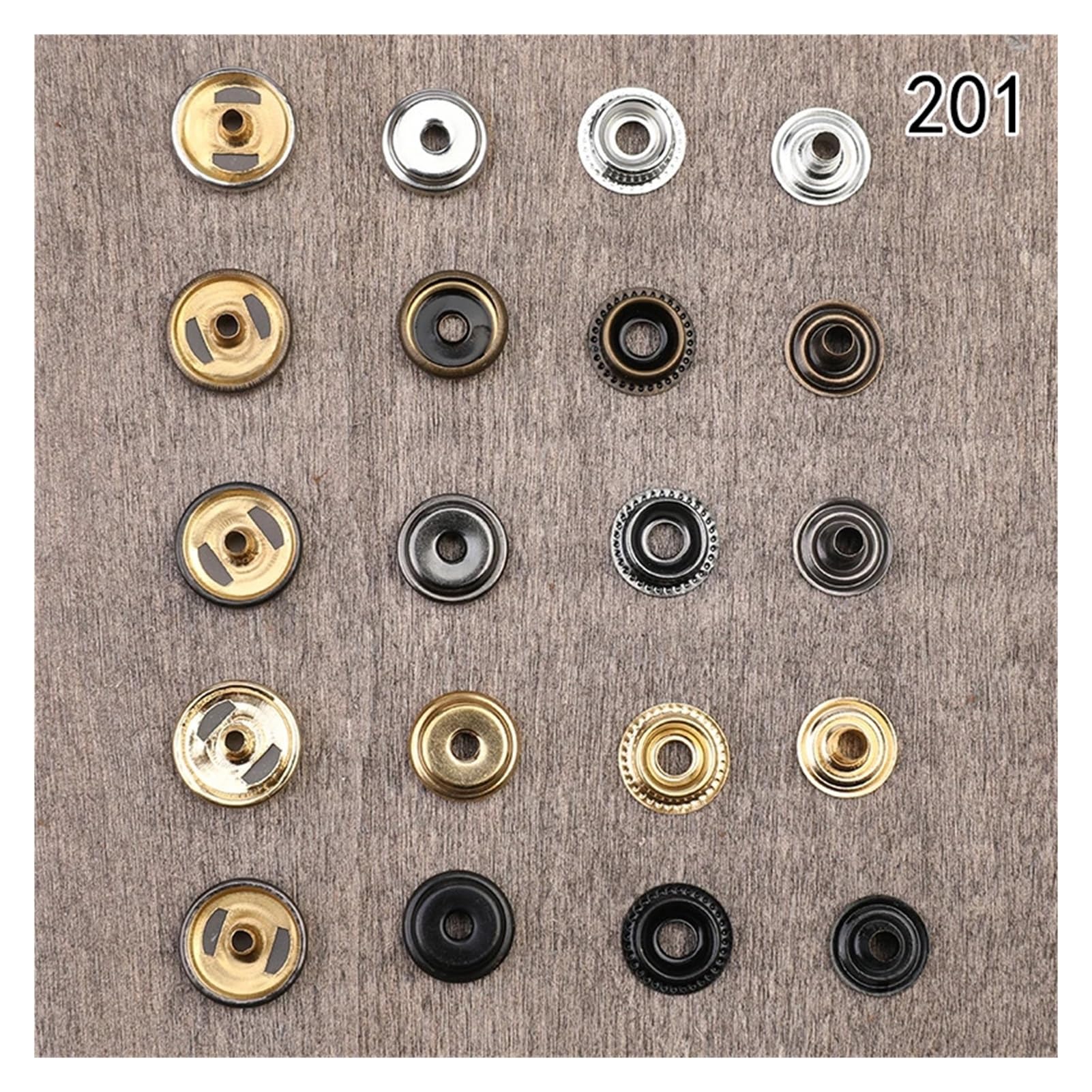 Kit de Sujetadores de Cuero a presión tamaño Inferior 9mm/10mm/12mm Botones de Metal broches de presión broches de Cuero for Ropa(Dark Grey 201)
