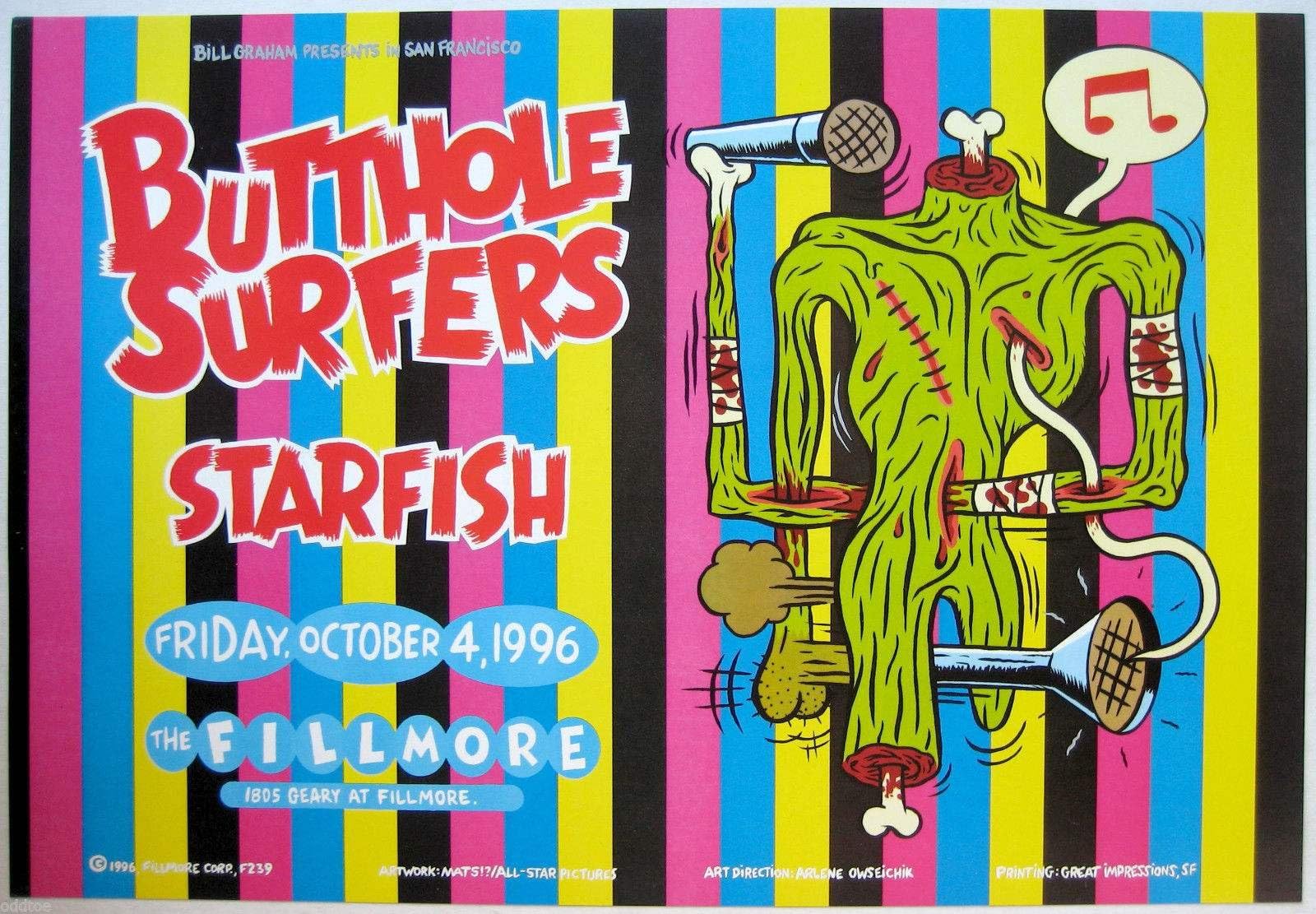 Original Butthole Surfers Fillmore Poster 1996 Bill Graham Presents