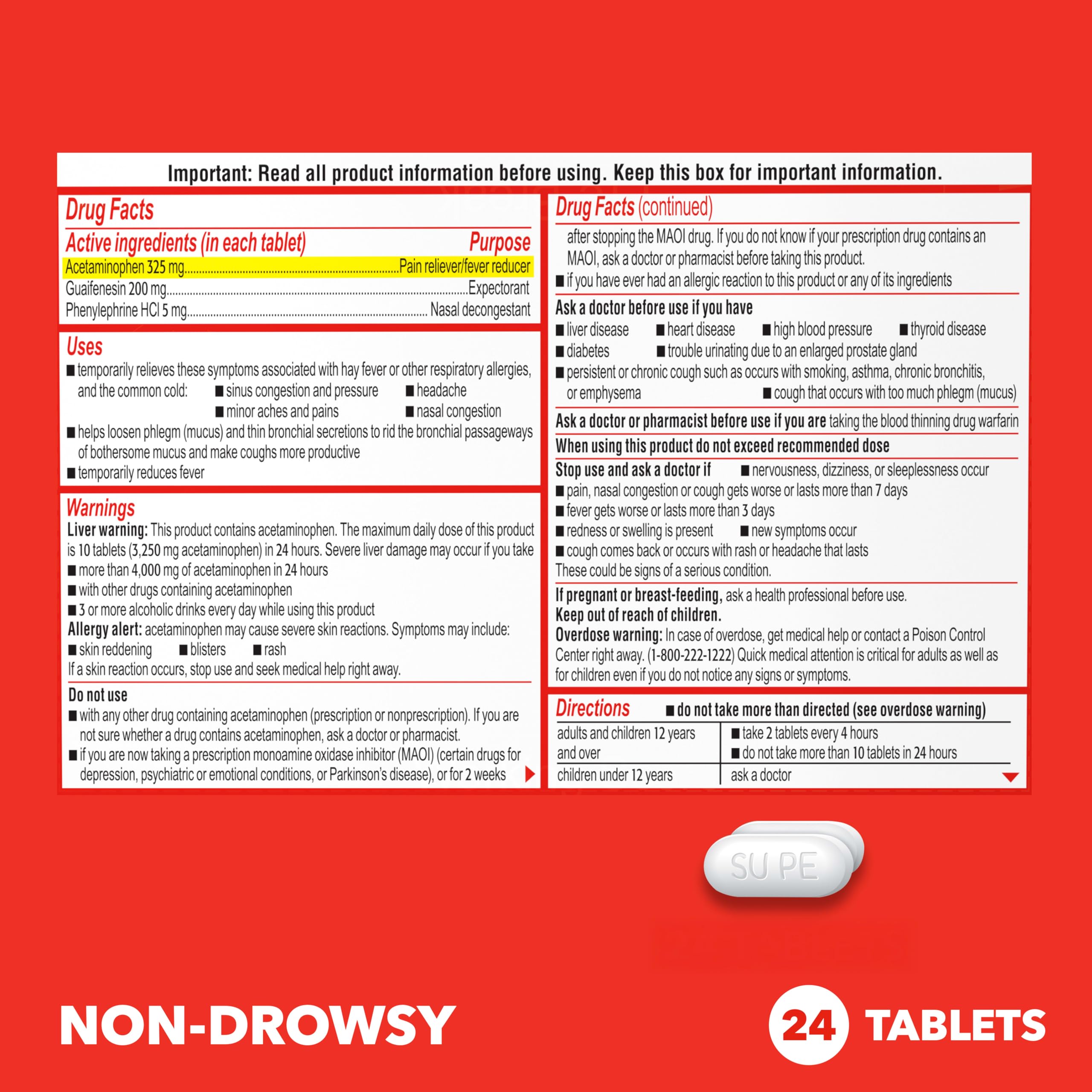 Sudafed PE Head Congestion + Mucus Relief Tablets, Non-Drowsy, 24 Ct — Amazon image 6