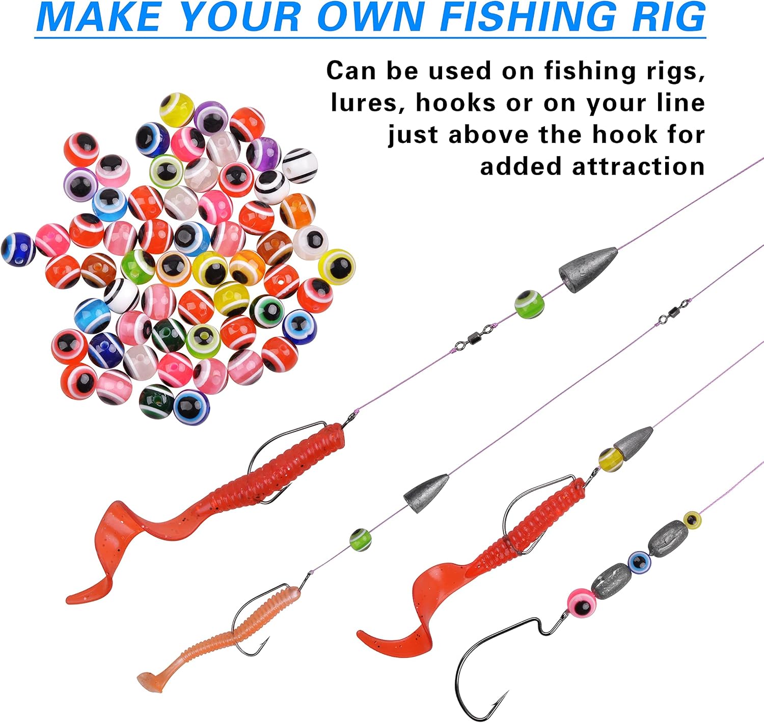 OROOTL Fishing Beads Set Fishing Rig Beads Eye Beads Fishing Line Beads Hard Floating Bead Fishing Bait Eggs Round Fishing Beads Assortment for Fishing Lure Fishing Rigs DIY Kit - Image 4