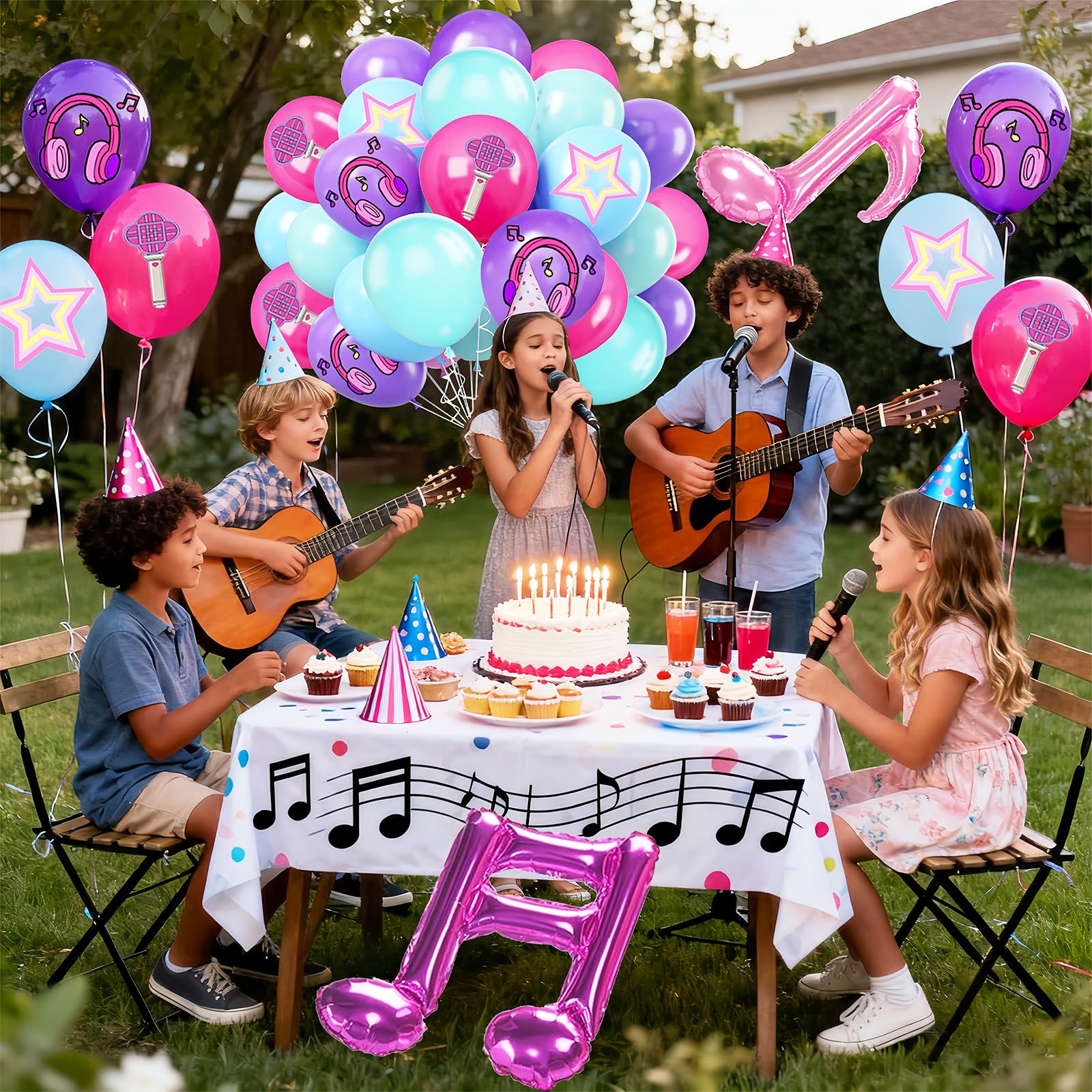 Luftballon, 52 Stück, 30,5 cm, niedliche Musiksymbole, Druckballons für Cartoons, magische Musik, Motto-Party, Dekorationen, Jungen, Mädchen, Versammlungen, Partyzubehör