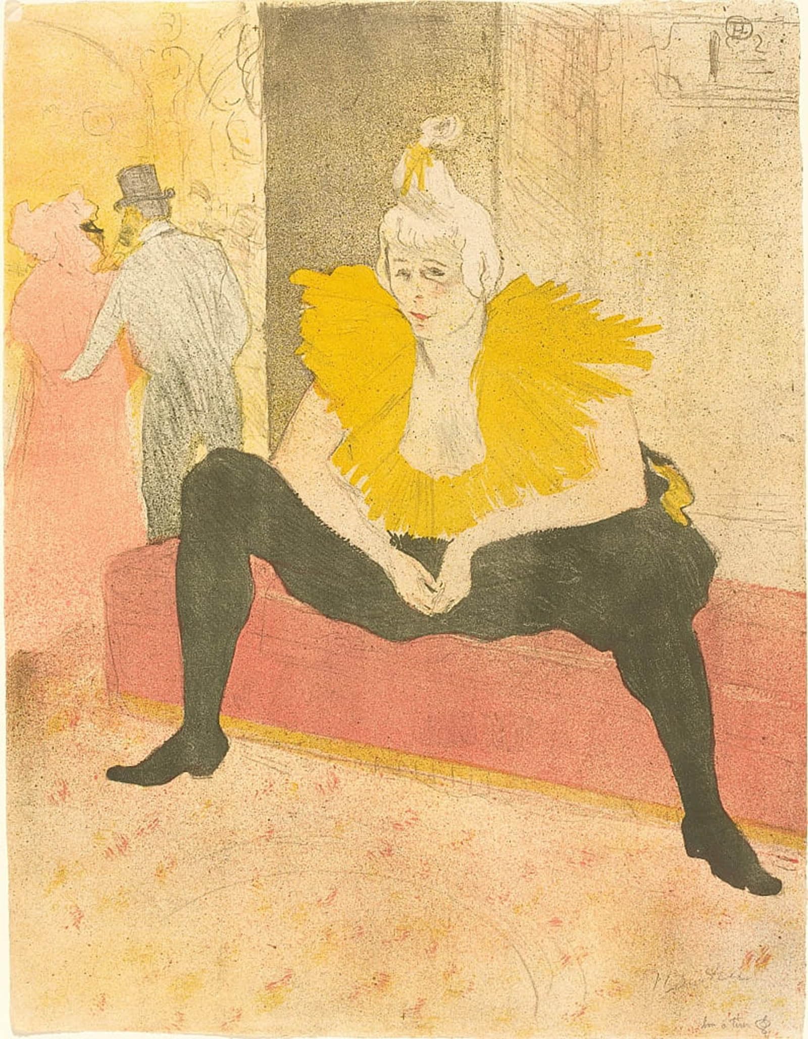 SERENDIPITP Abstract Painting Mural Print Picture Wall Decor Painting Seated Clowness by Henri De Toulouse Lautrec Vintage Wall Artwork for Home Decor 60x90cm
