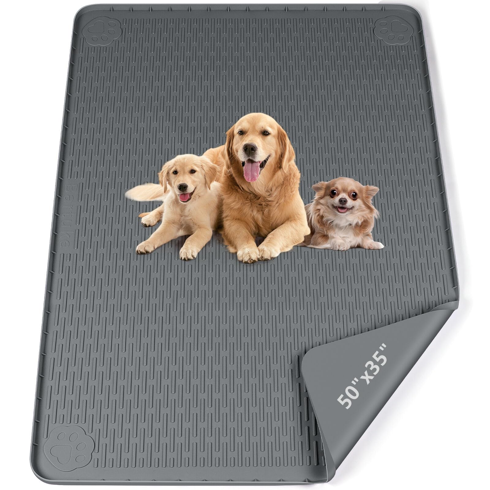 Bartuke Pee Pads for Dogs, 50" x 35" Extra Large Reusable Silicone Mat, Washable Puppy Training Pads for Potty Training, Non-Slip, Leak-Proof, Indoor Floor Protection (Dark Grey) — image 1