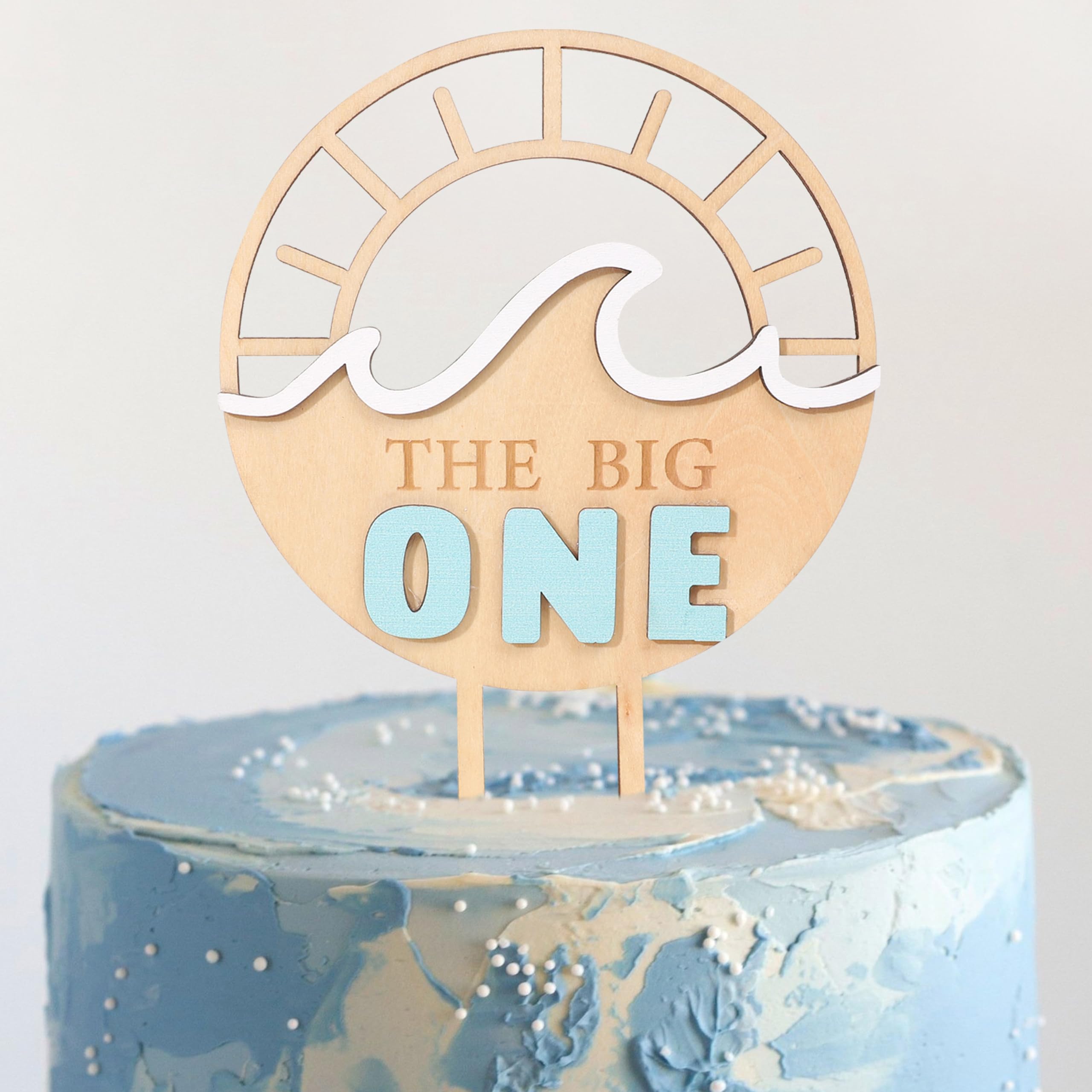Amazon.com: Agkvw The Big One Wood Cake Topper - Sun Wave 1st