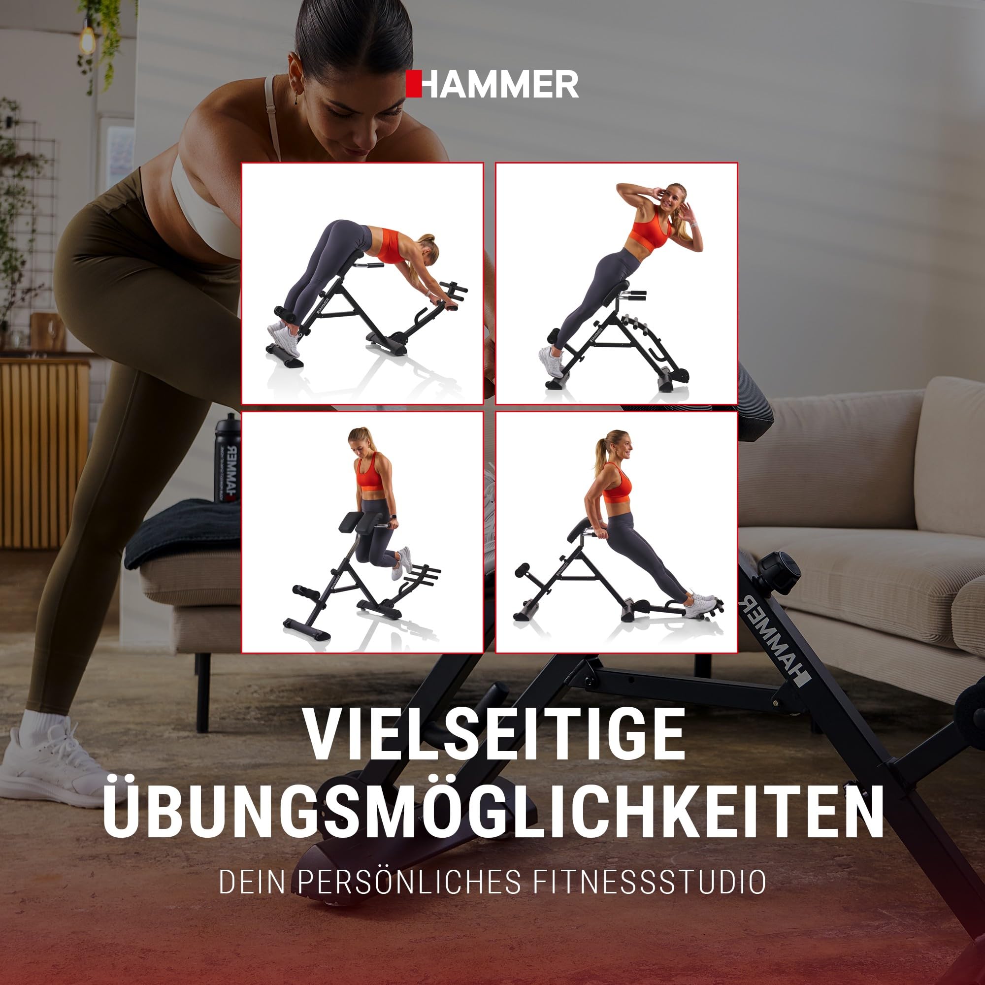 HAMMER Tricon – Rückentrainer Hyperextension Bank Multifunktionale Trainingsgeräte Bauchtrainer