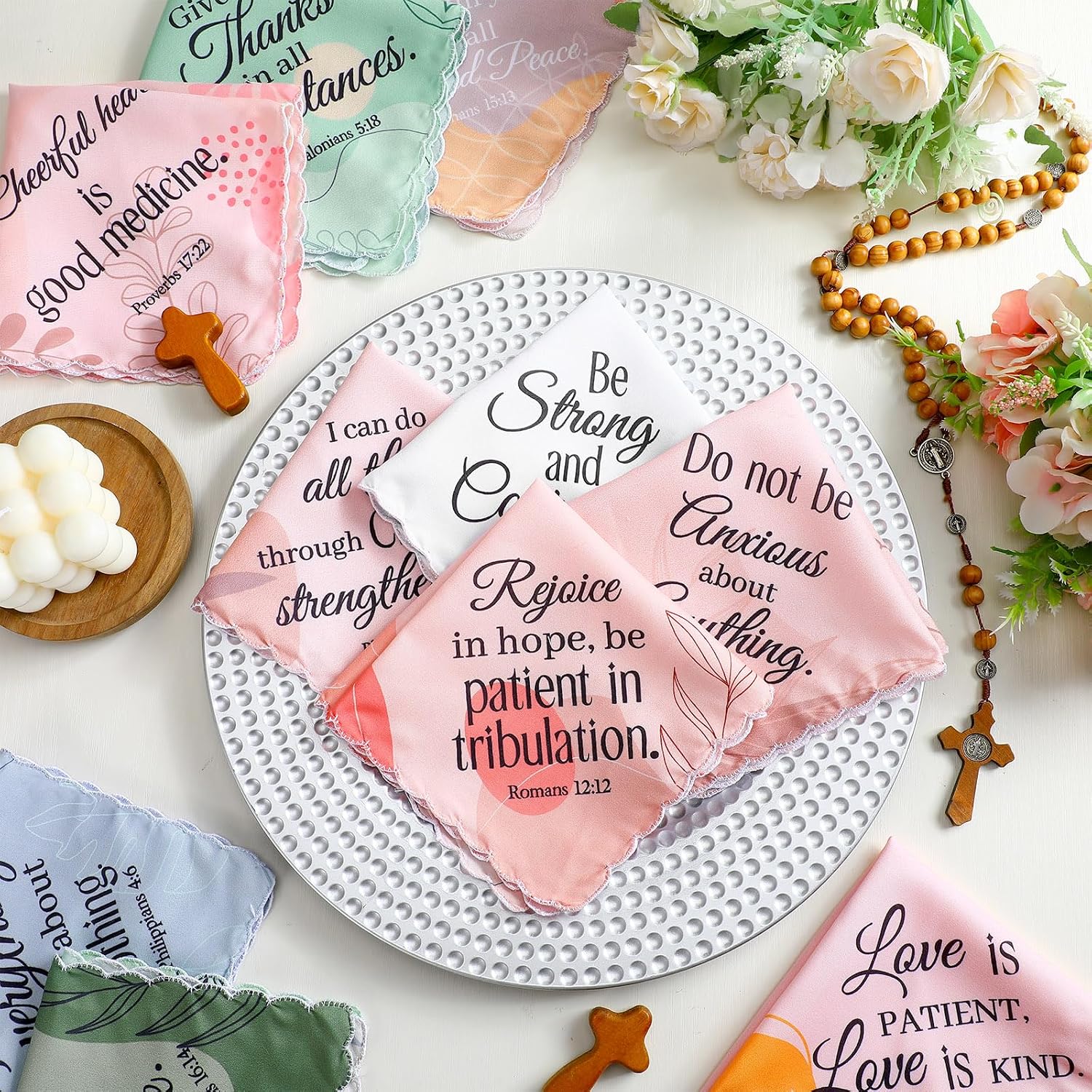 Hahafelt Handkerchiefs for Mother Day Bible Verse Christian Ladies Hankies Inspirational Religious Church Mother Gift Bulk