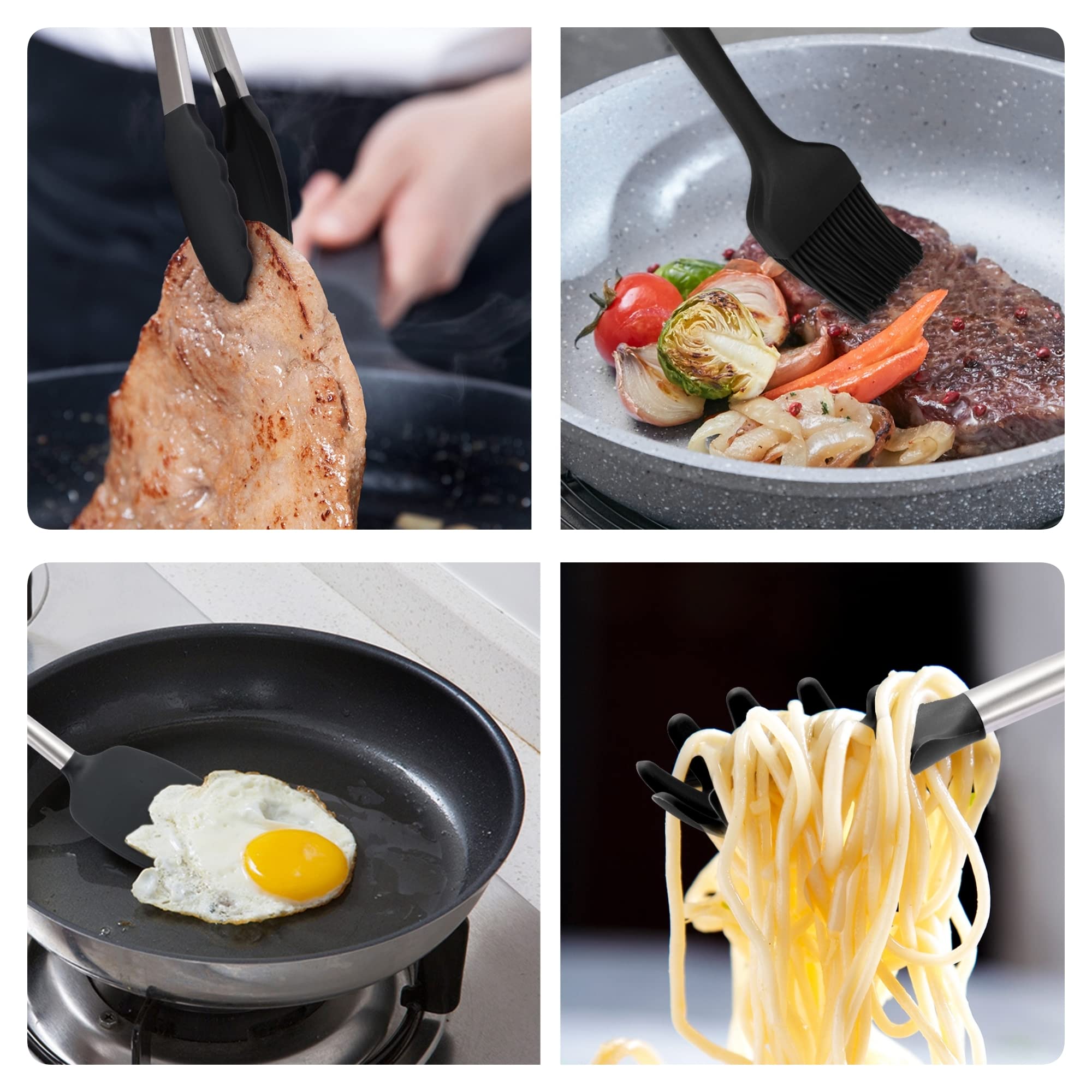 Set di utensili da cucina, set di utensili da cucina, set di spatole in silicone antiaderente, set di utensili essenziali da cucina