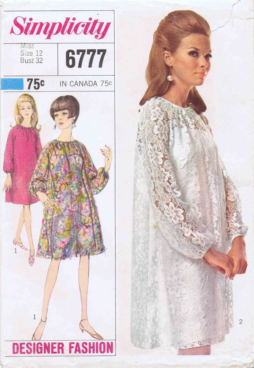 Amazon.com: 1960s Misses Lace Cocktail Dress and Slip Simplicity 6777  Vintage Sewing Pattern Check Offers for Size : Arts, Crafts & Sewing
