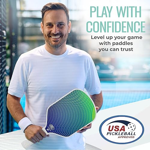 Miniatura 6 de Paleta de pickleball individual y juego  Palas ligeras aprobadas por USAPA, superficie de fibra de vidrio, núcleo de panal de abeja de 0.512 in,