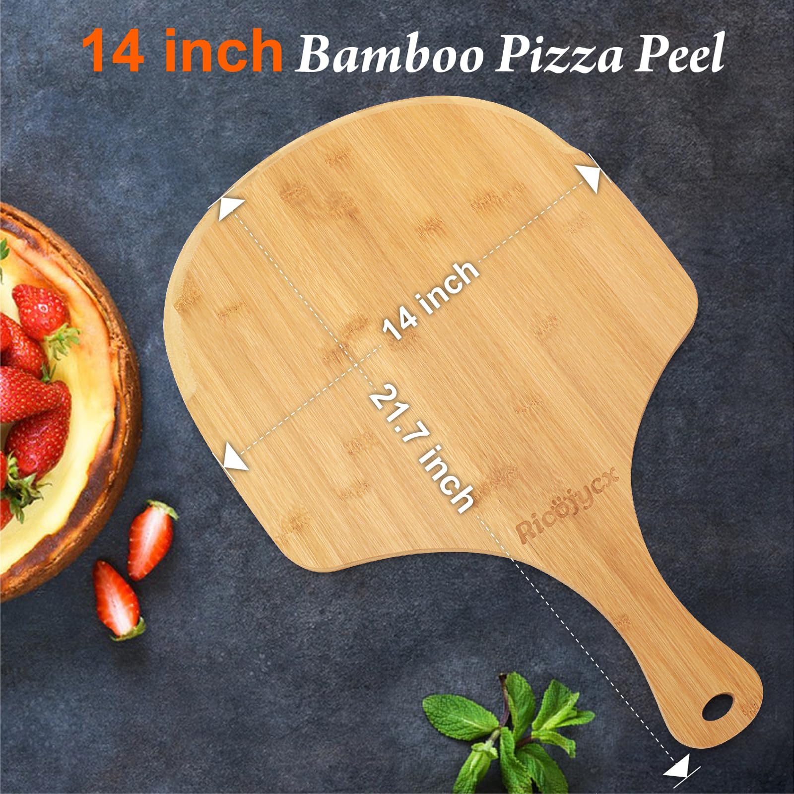 14 Bamboo Pizza Peel Lightweight Smooth Wooden Pizza Paddle And Pizza Cutting Board With 8 Slice Grooves Outdoor Pizza Oven Accessories 21.6 Inch X 14 Inch P 277175511