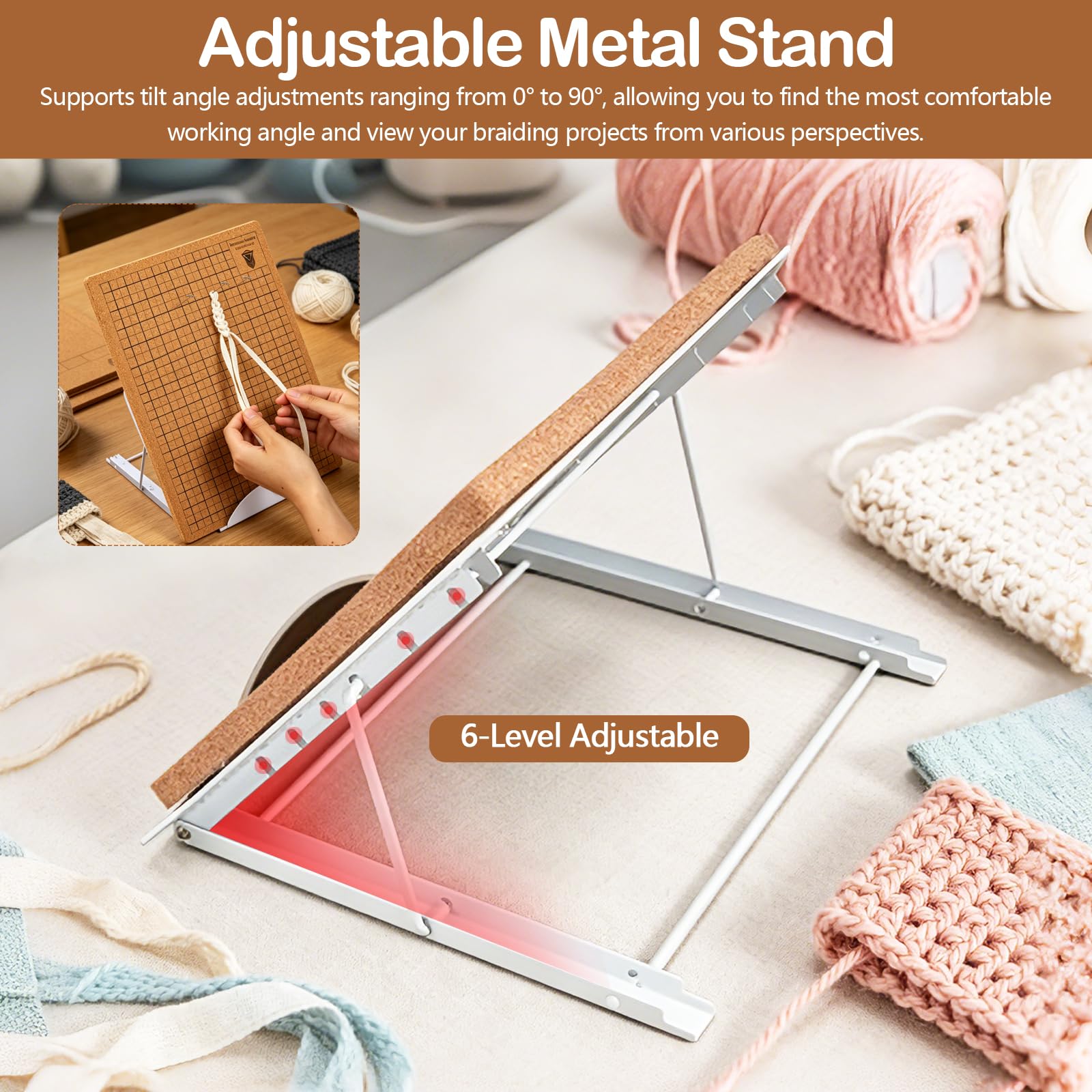Macrame Board Set, 30x40 cm Macrame Board Stand e Pins, Tavola da Progetto macramè Double Face con Istruzioni Tavola Intrecciata Riutilizzabile per Braccialetti Intrecciati
