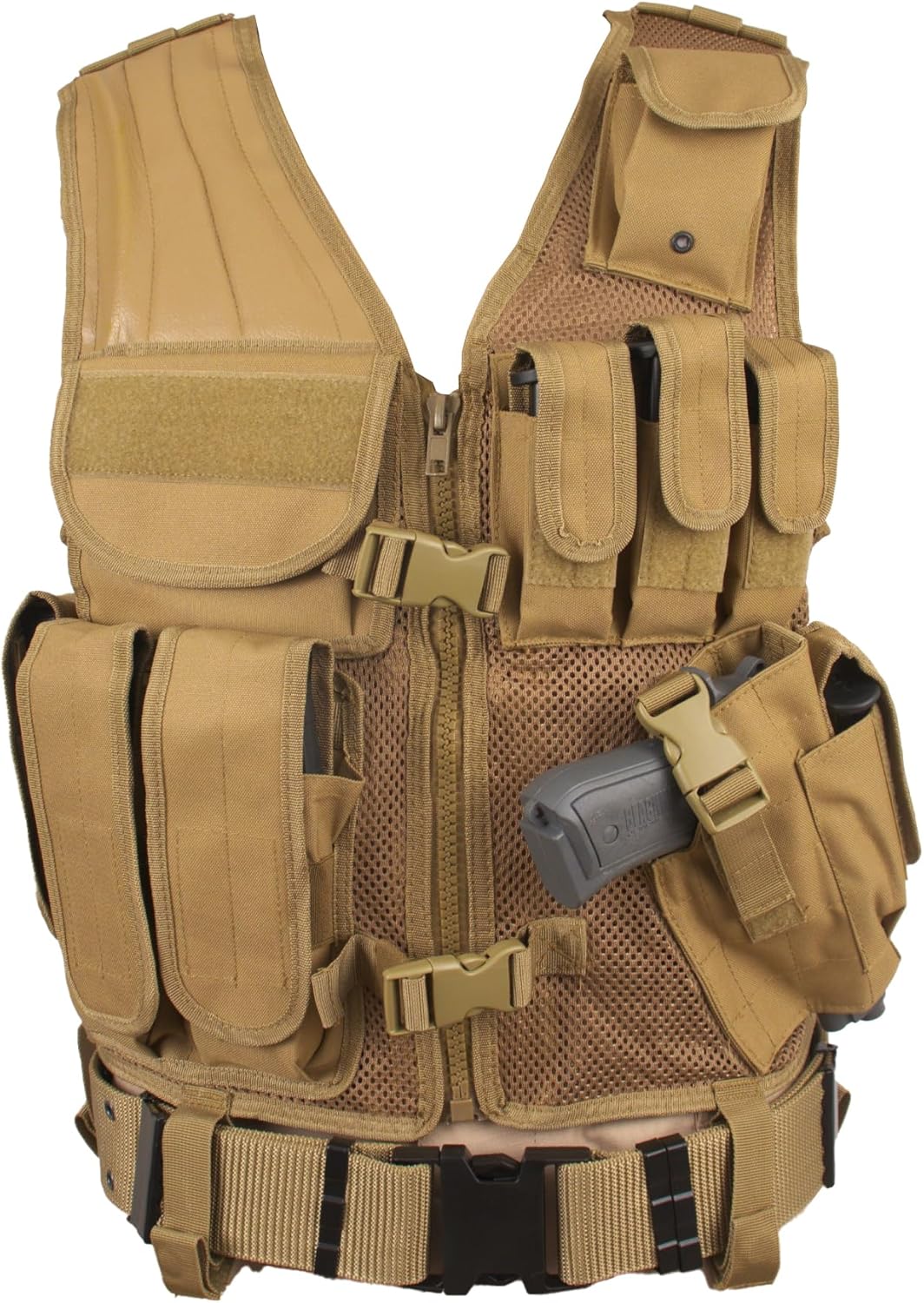 FOX OUTDOOR PRODUCTS Unisex Big & Tall MACH-1 Tactical Vest - Breathable Mesh Shooting Range Gear with Multiple Pouches
