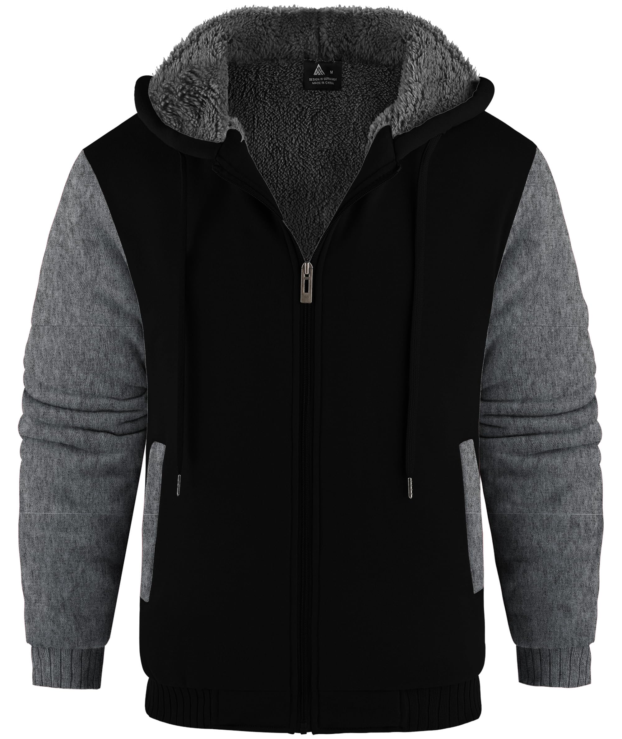 V VALANCH Men's Zip Up Hoodie Fleece Winter Jacket Warm Sweatshirts