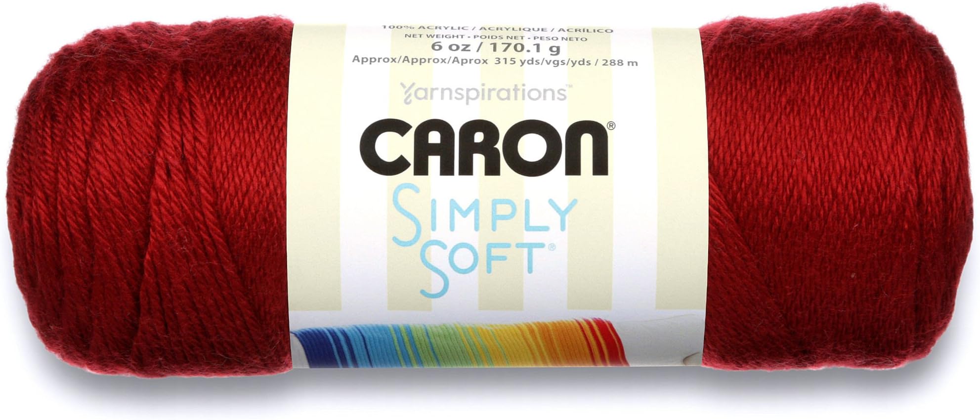 Caron Simply Soft Solid Yarn (4) ミディアムゲージ アクリル100% - 6オンス - オータムレッド - 洗濯機&乾燥機可