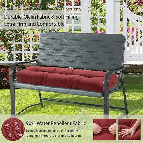 Miniatura 3 de FUNHOME Cojín de banco para columpio de exterior, 45 x 18 pulgadas, cojín de banco de relleno de esponja de alta densidad para ventana de bahía,
