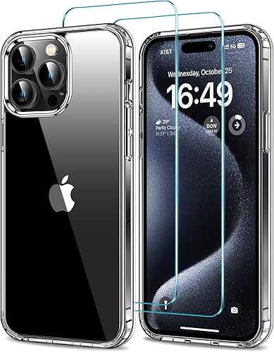 Miniatura 27 de HOOMIL Funda para iPhone 12/iPhone 12 Pro con 2 protectores de pantalla de vidrio templado, sin amarillamiento, protección contra caídas, arañazos,