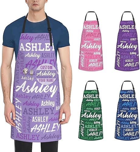 Miniatura 8 de Delantal personalizado con nombre, delantal ajustable personalizado con bolsillos, delantal de cocina de chef personalizado, regalo para hombres y