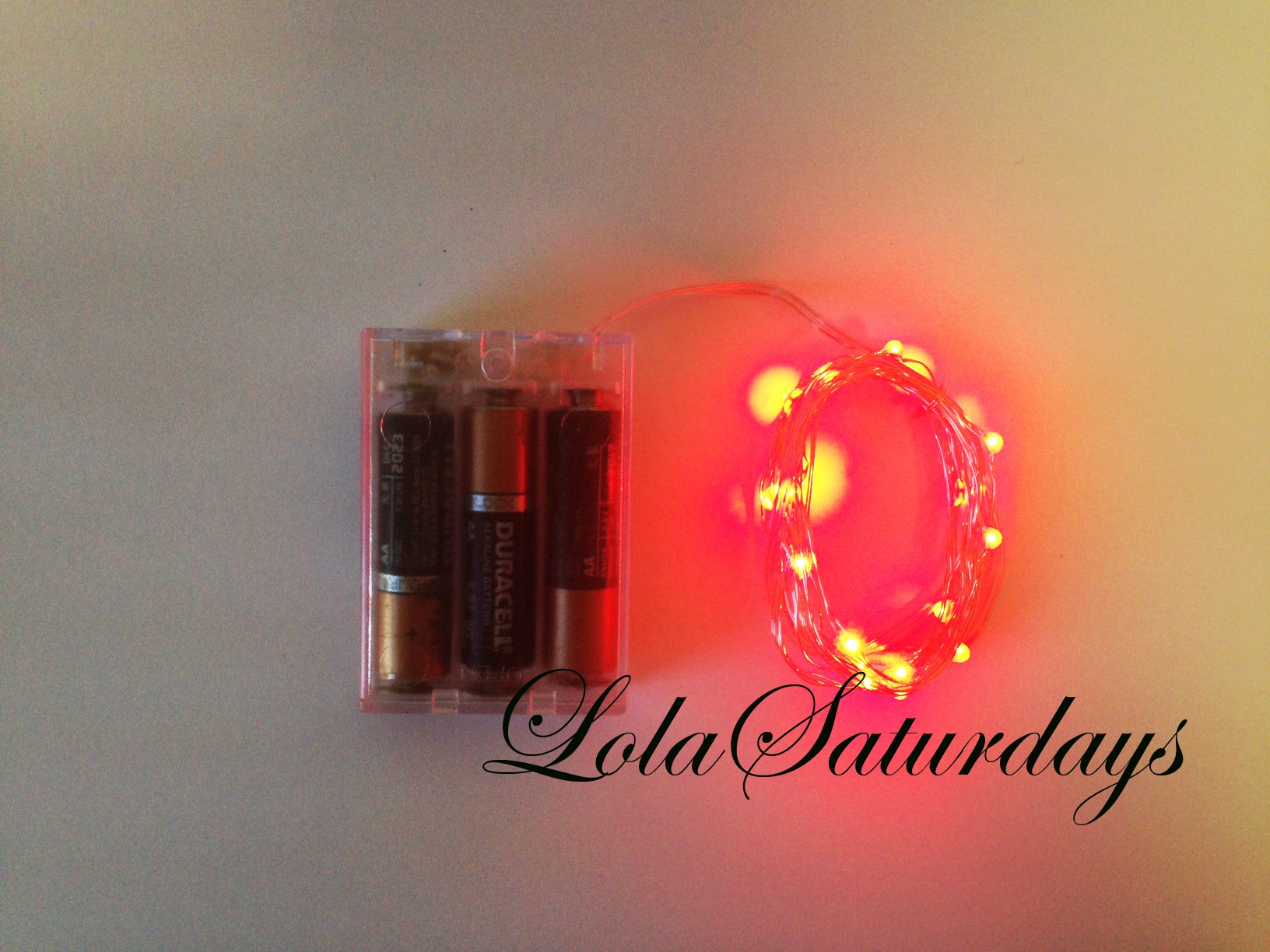 LolaSaturdays™ 20 LED Wire String Lights 7ft Battery Operated Water Resistant - Red