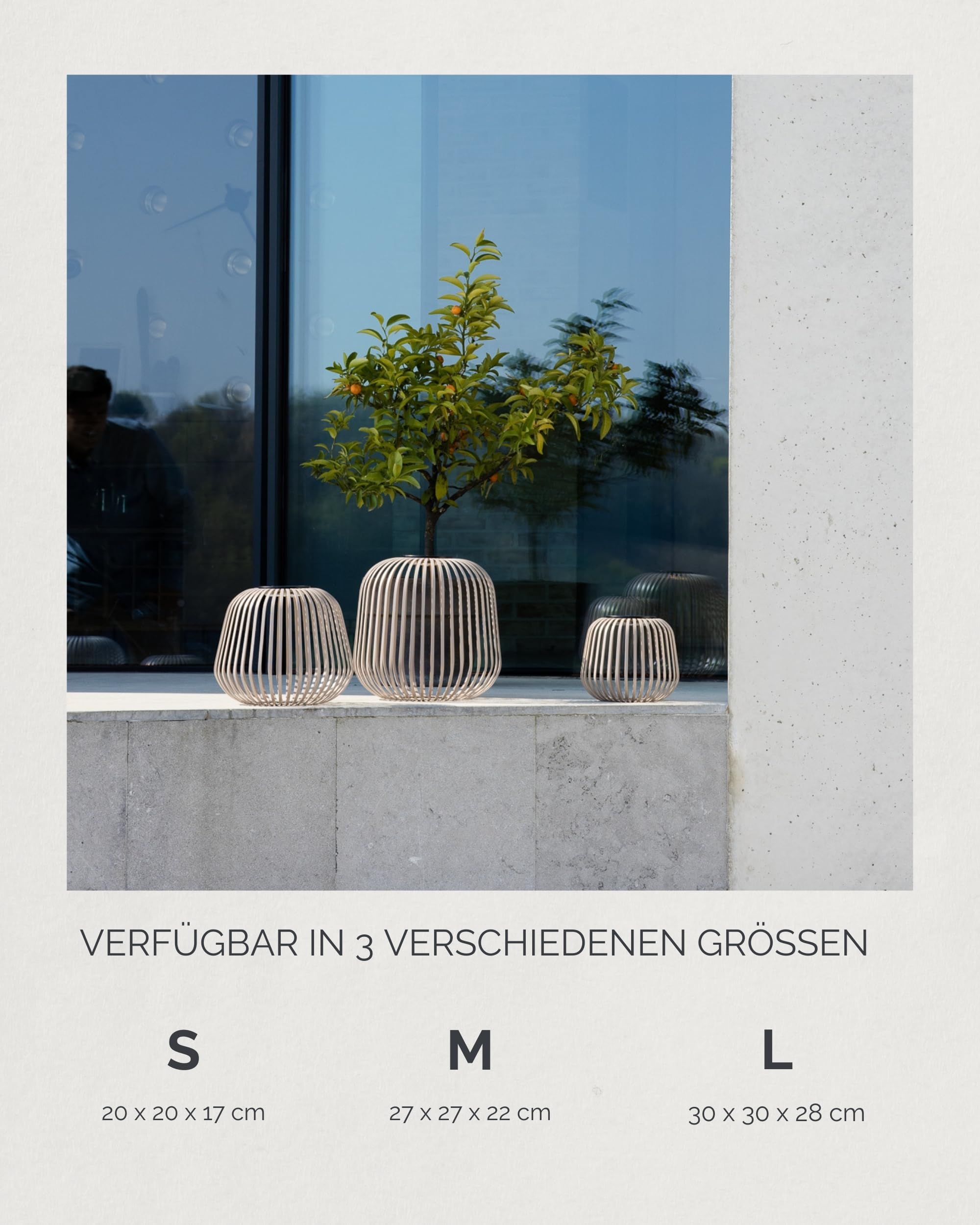 LUUK Studio Moderne Solarlampe, Kabellos, Windlicht, USB-C, Nomad Braun, S | Modernes Boho Design, dimmbar & Windlicht, IP65 wetterfeste Außenbeleuchtung, Solar Designlampe für drinnen & draußen