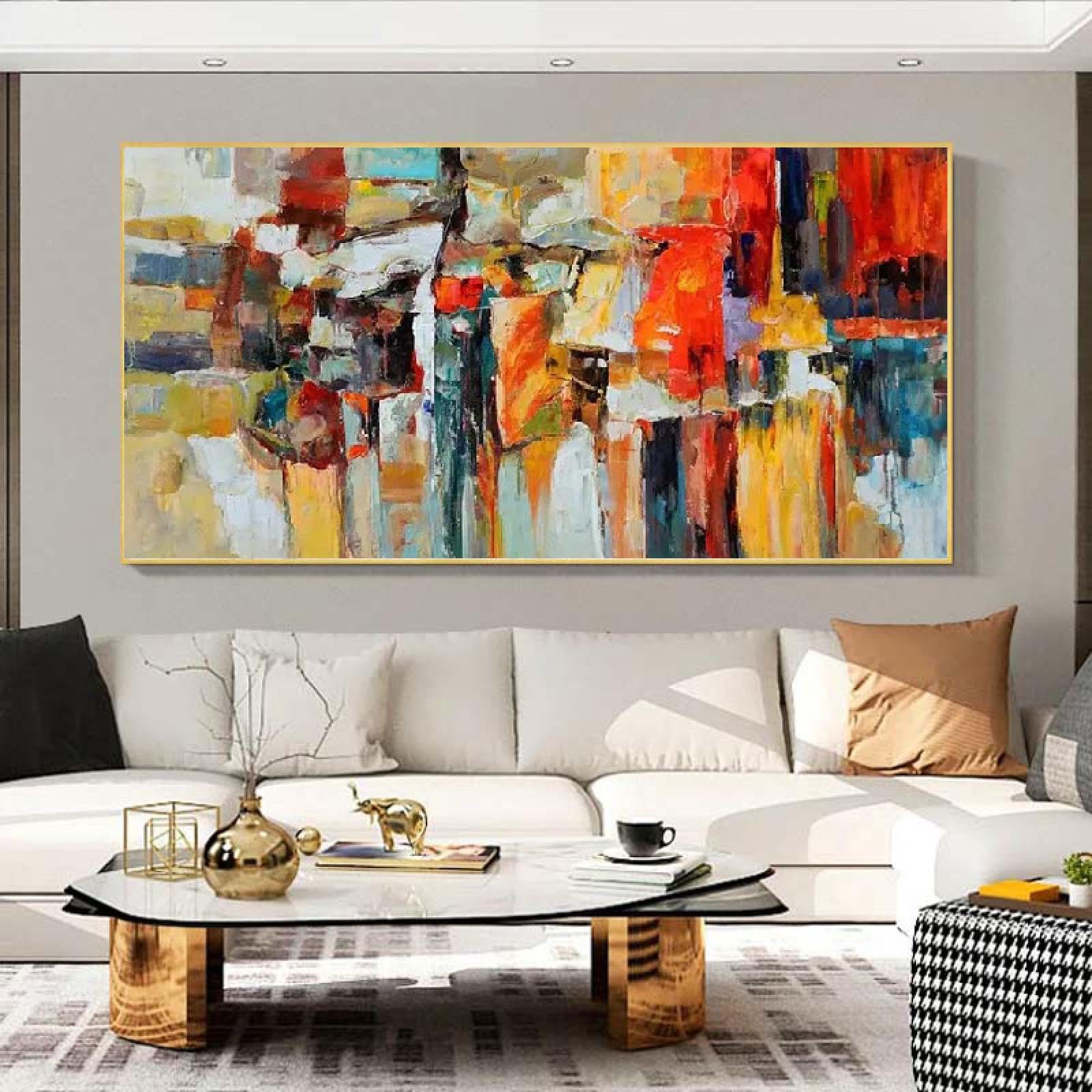 Leinwand Bilder Weinlese Style Bunt Abstrakt 200x100 cm Modern Groß XXL Leinwandbild Wohnzimmer Schlafzimmer Wandbilder Kunstdruck Canvas Desing Wand Bild auf Leinwand Ungerahmt