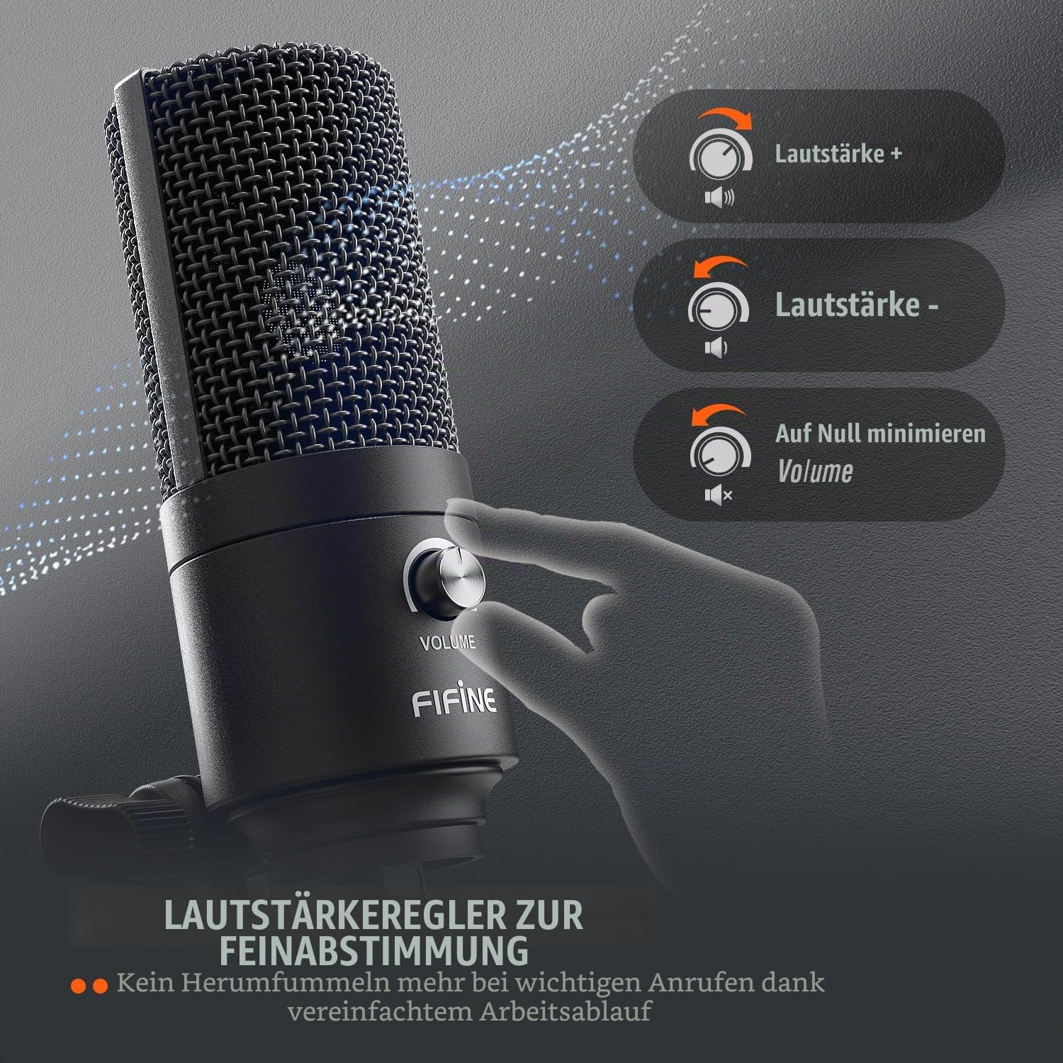 Fifine USB-Podcast-Kondensatormikrofon für Laptop, Keine Soundkarten-Schnittstelle und Phantomspeisung erforderlich. (K669)