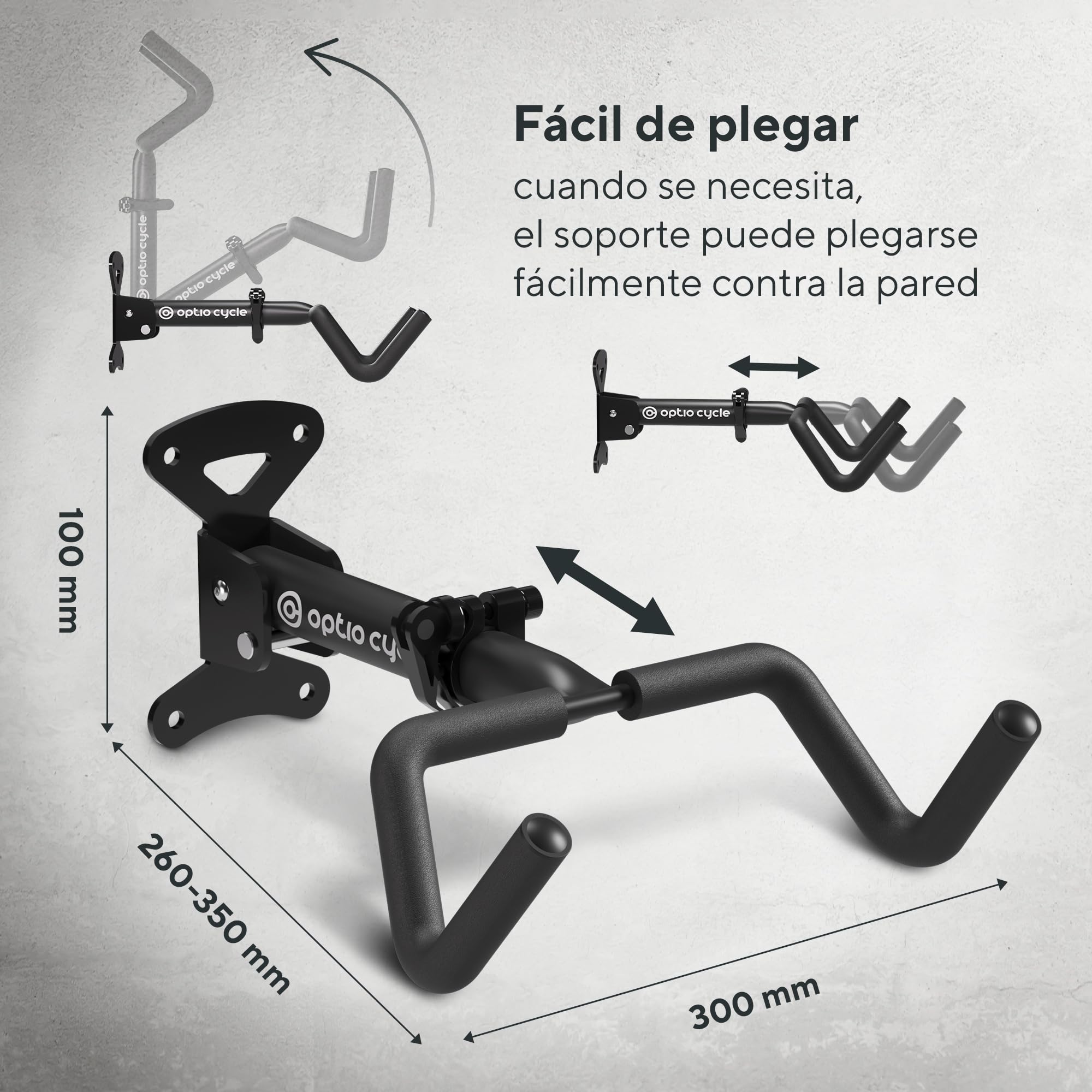 Soporte Bicicletas Pared Horizontal Plegable – Colgador Bicicleta Pared para E-Bike, MTB, Gravel y Carretera hasta 25 kg | Soporte Bici para Garaje, Trastero y Casa | Gancho Bici