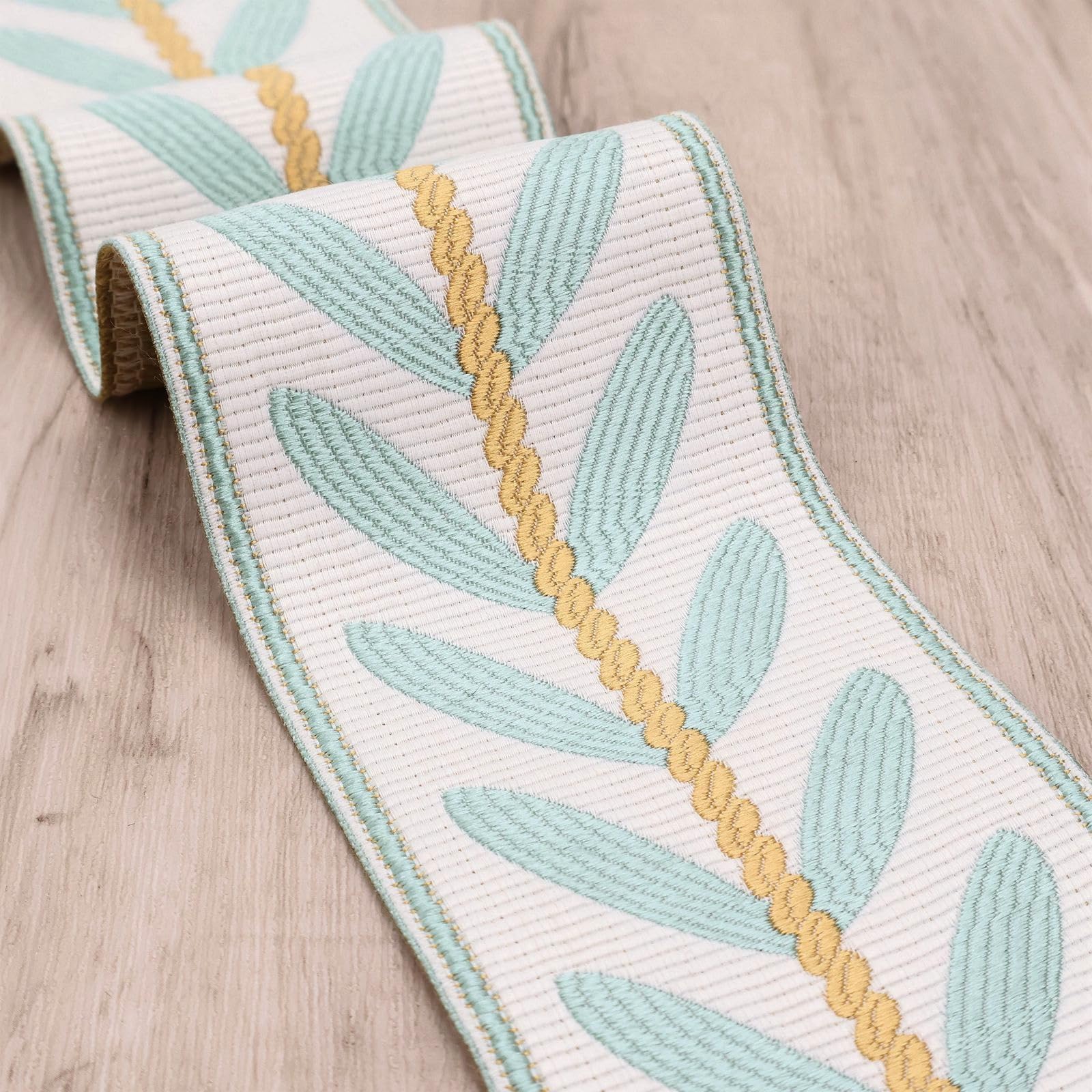 ZNZAKKA Jacquard Ribbon Trim 2.76 Inch Wide Embroidered Lace Trim for Sewing, Curtain, Hair Accessories, Home Decor (3 Yards)