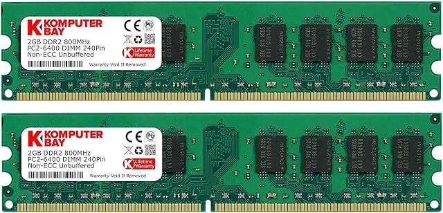Komputerbay 4GB 2X 2GB DDR2 800MHz PC2-6300 PC2-6400 DDR2 800 (240 PIN) DIMM Desktop Memory
