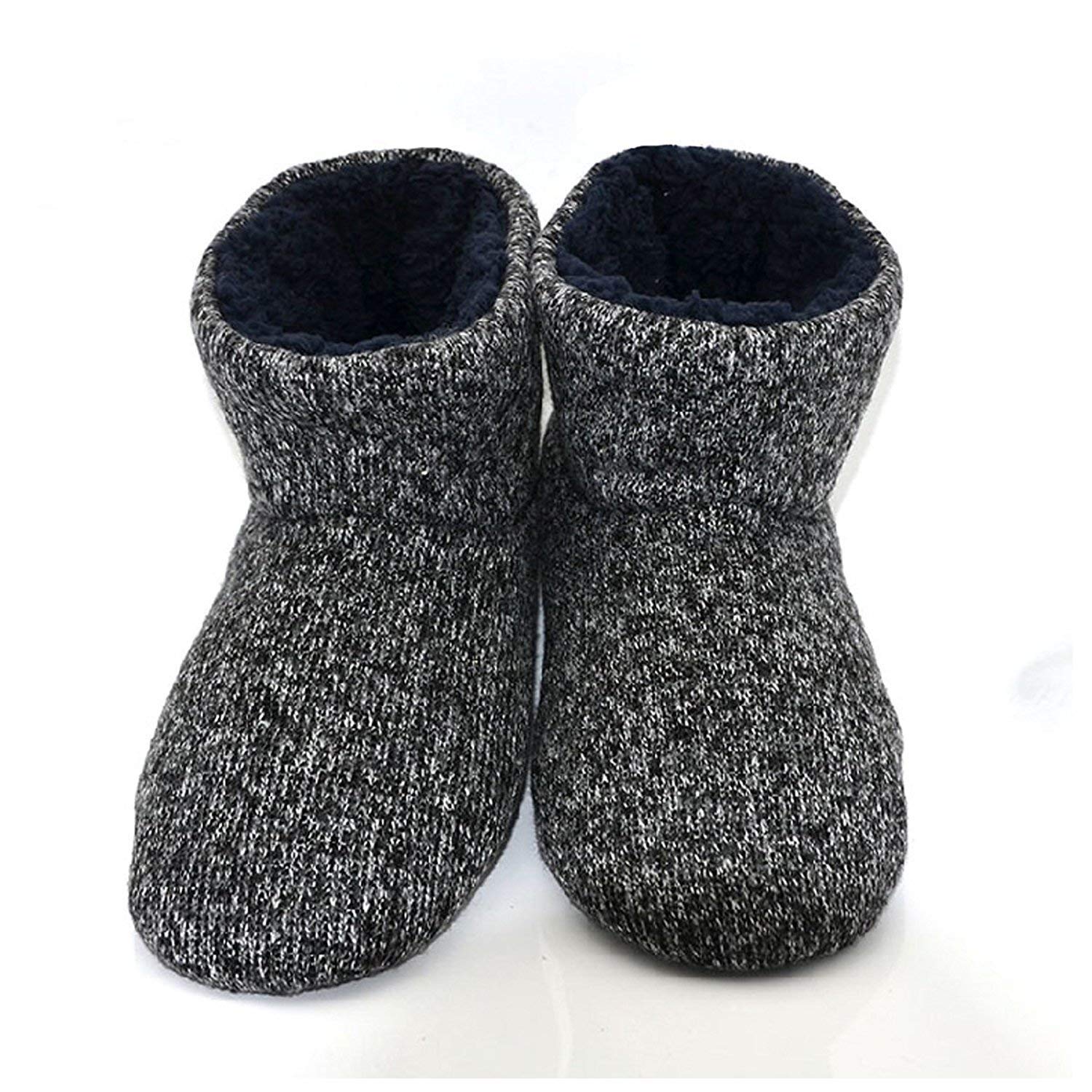 KuaiLu Pantofole Stivaletto Uomo Invernali Chiuse a Maglia Stitch Memory Foam Ciabatte Stivaletti Comode Calde Pelose Peluche Lana Cotta Antiscivolo Scarpe da Casa