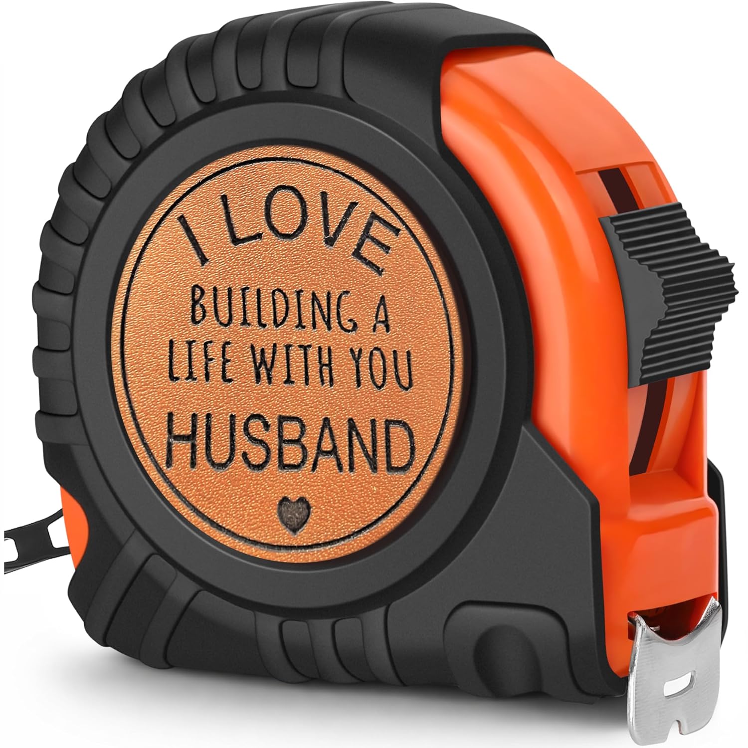 Valentines Day Husband Gifts for Him, Valentines Gifts for Husband Romantic Anniversary Men Gift, Best Husband's Birthday Gift from Wife, Genuine Leather Engraved 25 FT Tape Measure Useful Tools