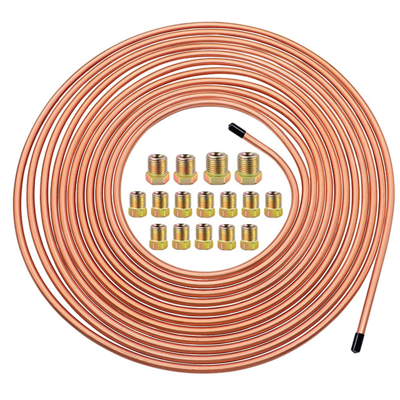 Kit di guida generale del freno in rame da 25 ft/7,62 m con 16 dadi da 1/4", tubo freno in nichel rame per parte di ricambio per auto