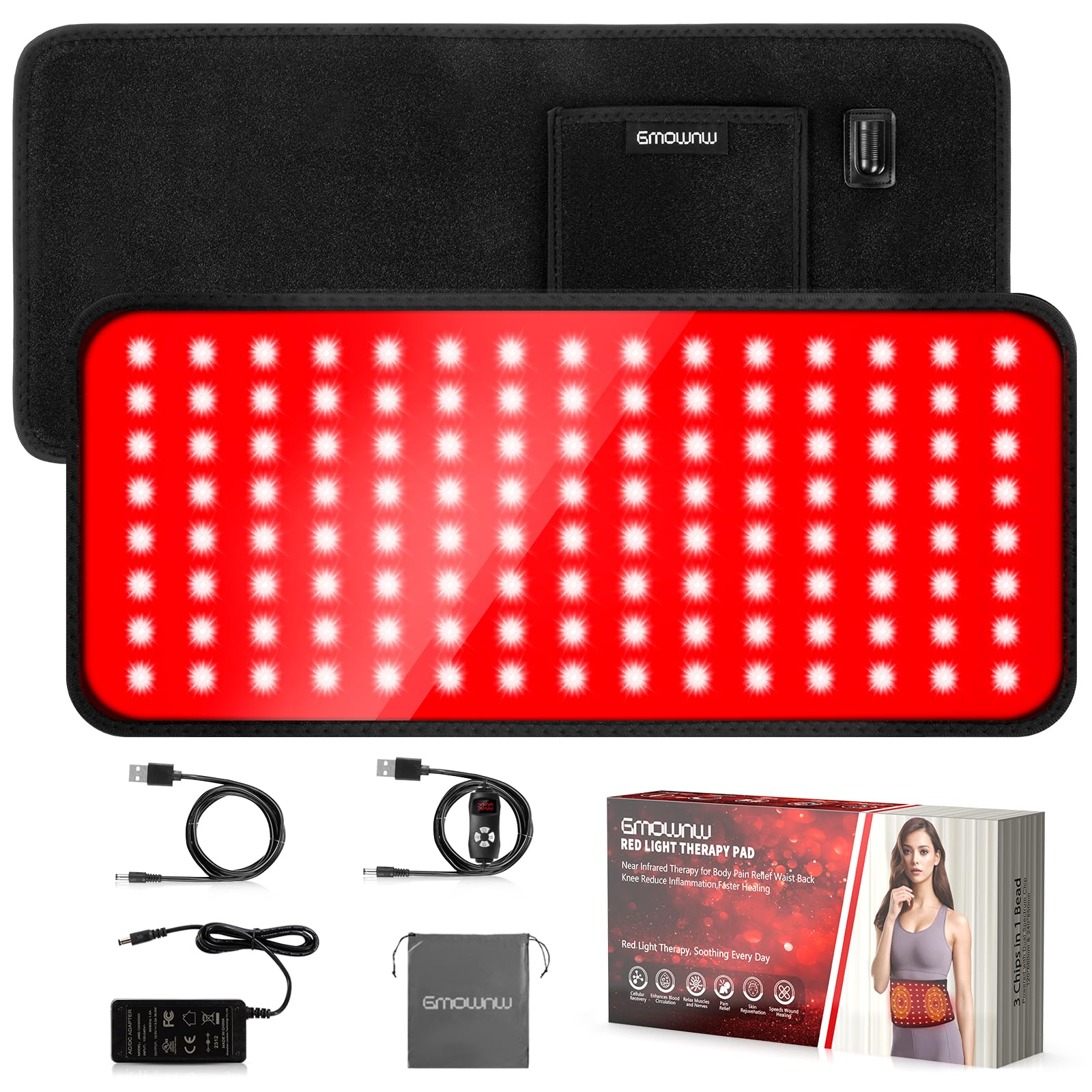Photo 1 of Red Light Therapy for Body, 660nm 850nm Infrared Light Therapy Pad, Wearable Wrap with Timer Remote Control for Back Shoulder Waist Knee, Infrared Light Device Home Use, 19.6'' x 8.6'' Large Area