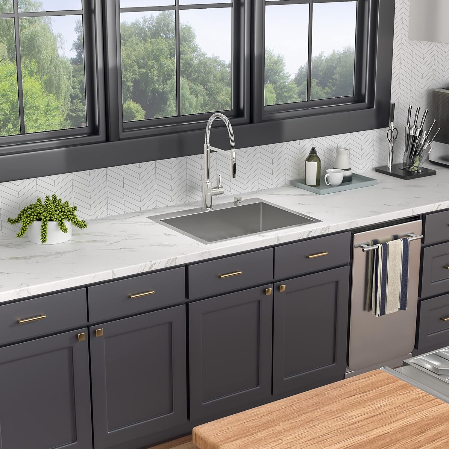 25"x22" Drop In Kitchen Sink Stainless Steel 16 Gauge Handmade Single Bowl Topmount Kitchen RV Bar Prep Deep Sink Basin
