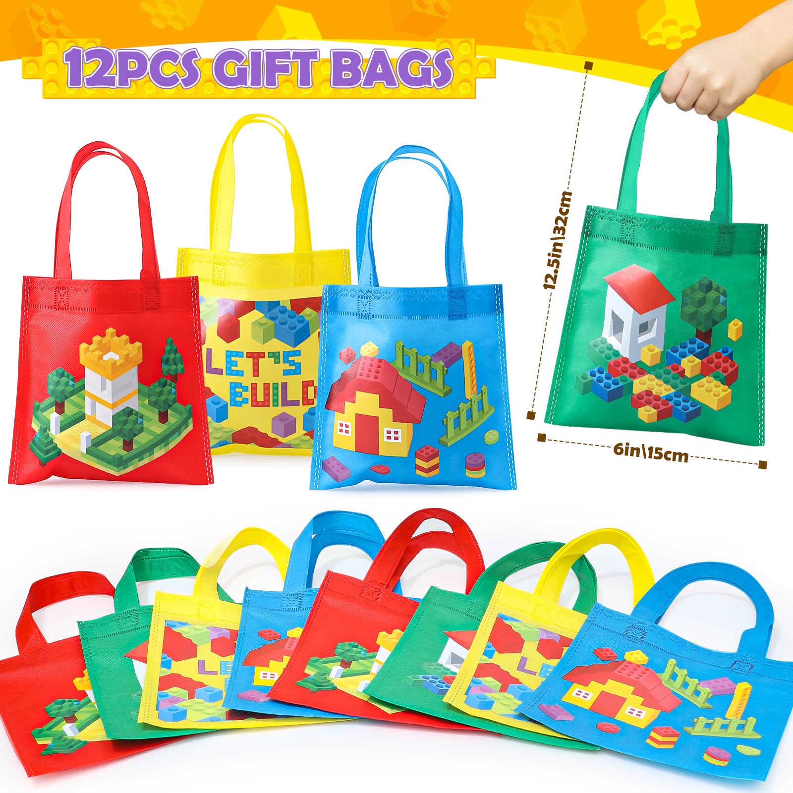 Kit 36 Pezzi Mattoncini Portachiavi E Braccialetti - Regalo Compleanno Per Bambini, Tema Costruzioni - Foto 11