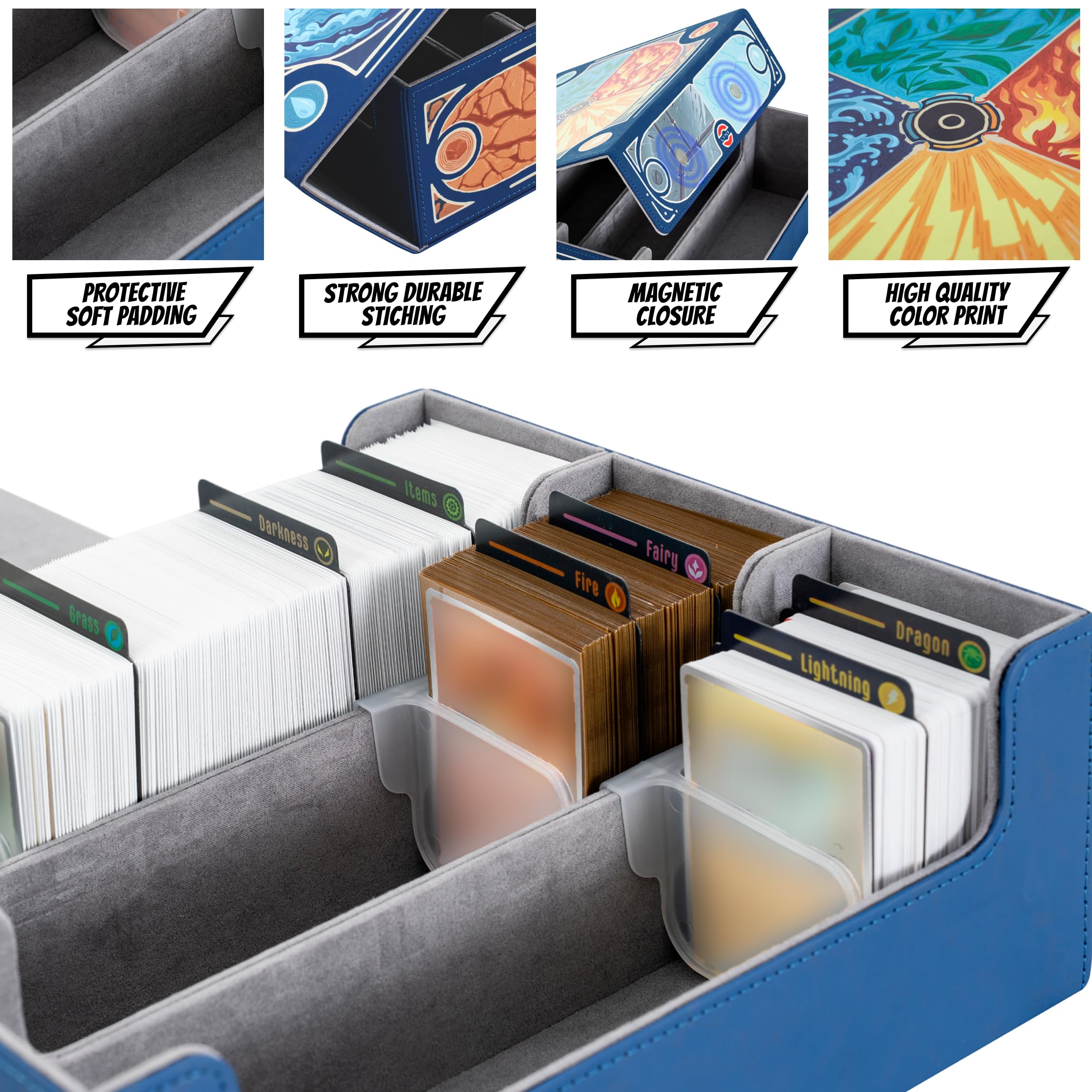 pokemon card bulk storage Amazon.com: Trading Card Storage Box for Pokemon Cards holds2400+TCG Cards. Includes 17 Unique Type Dividers & 2 Card Stoppers. Premium Bulk Card Case/Deck Holder. Great Accessory Gift. (Card Organizer Box) : Toys