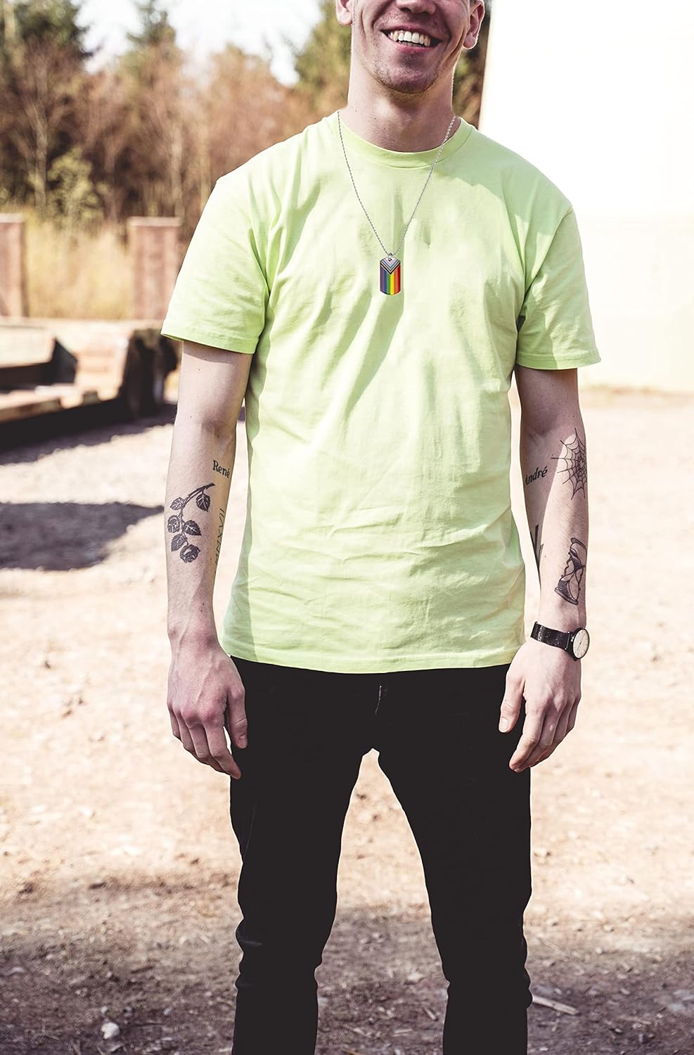 Progress Pride Dog Tags Pendant Rainbow Pride Gift LGBT Necklace - Image 3