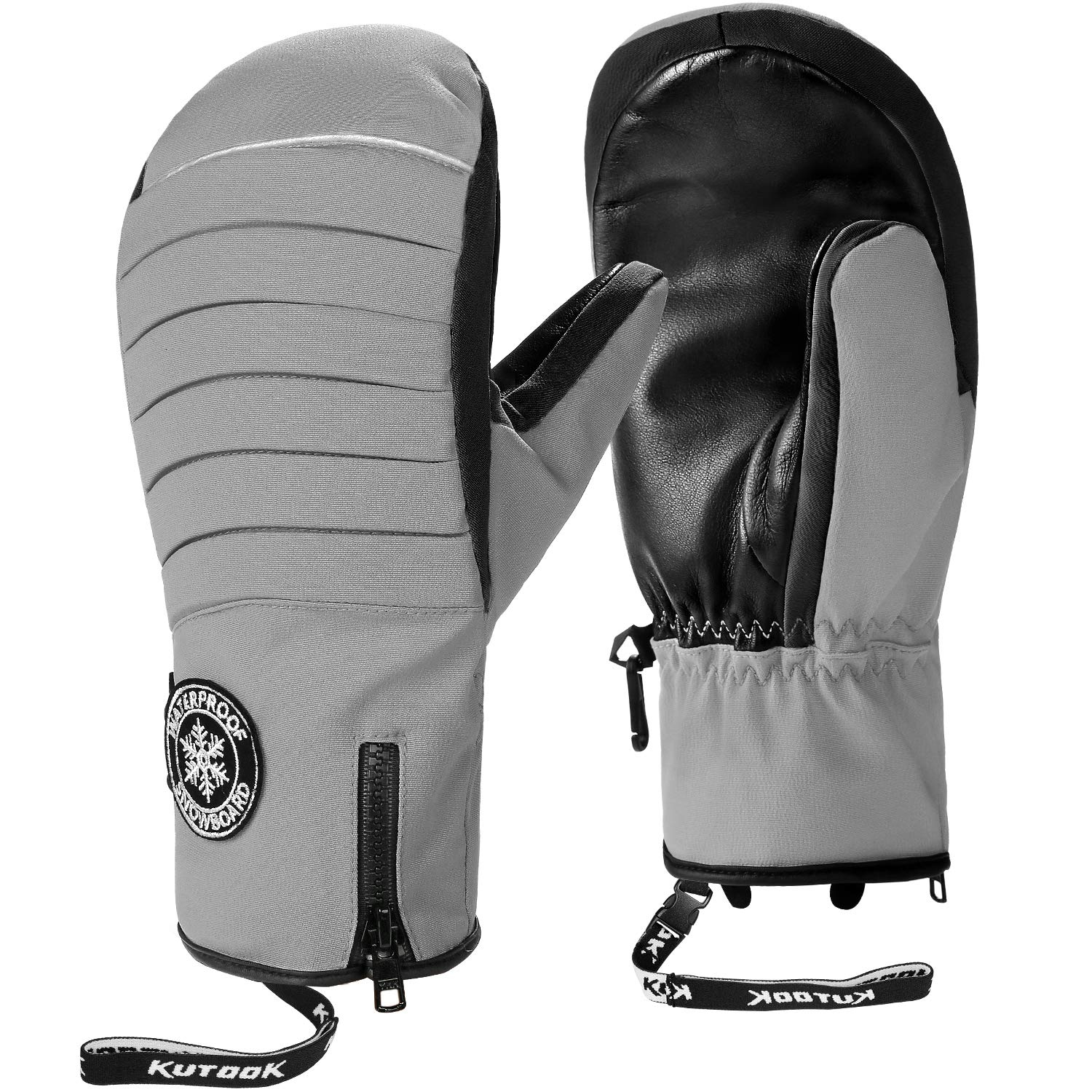 KUTOOK Guantes Esquí Invierno Piel Cuero 3M Thinsulate Impermeable TPU Hombre Nieve Ski Snowboard