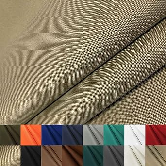 Waterproof Canvas Fabric by The Yard 600D Upholstery Cordura Fabric 58" Wide for Chairs Indoor Outdoor Water Resistant Canvas Polyester Material Sewing DIY Cloth, 1 Yard Khaki