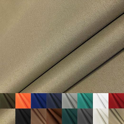 Waterproof Canvas Fabric by The Yard 600D Upholstery Cordura Fabric 58" Wide for Chairs Indoor Outdoor Water Resistant Canvas Polyester Material Sewing DIY Cloth, 1 Yard Khaki