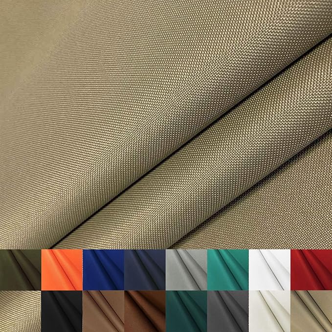 Waterproof Canvas Fabric by The Yard 600D Upholstery Cordura Fabric 58" Wide for Chairs Indoor Outdoor Water Resistant Canvas Polyester Material Sewing DIY Cloth, 1 Yard Khaki