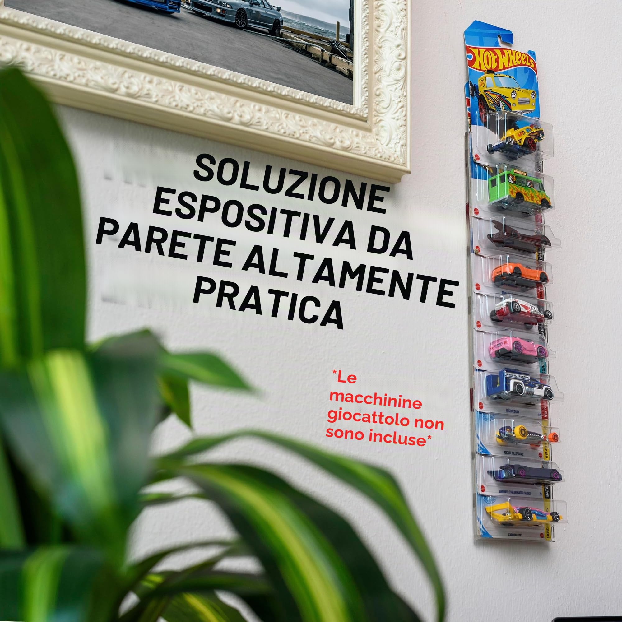 Tapeera Espositore da Parete per Modellini di Auto - Contiene Fino a 30 Modelli, Compatibile Con Hot Wheels e Scatola di Fiammiferi - Confezione da 3