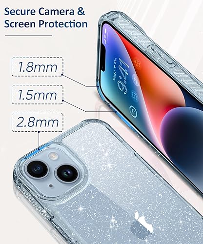 Miniatura 115 de MIODIK Funda compatible con iPhone 13 Pro, con protector de pantalla + protector de lente de cámara, funda protectora de purpurina transparente