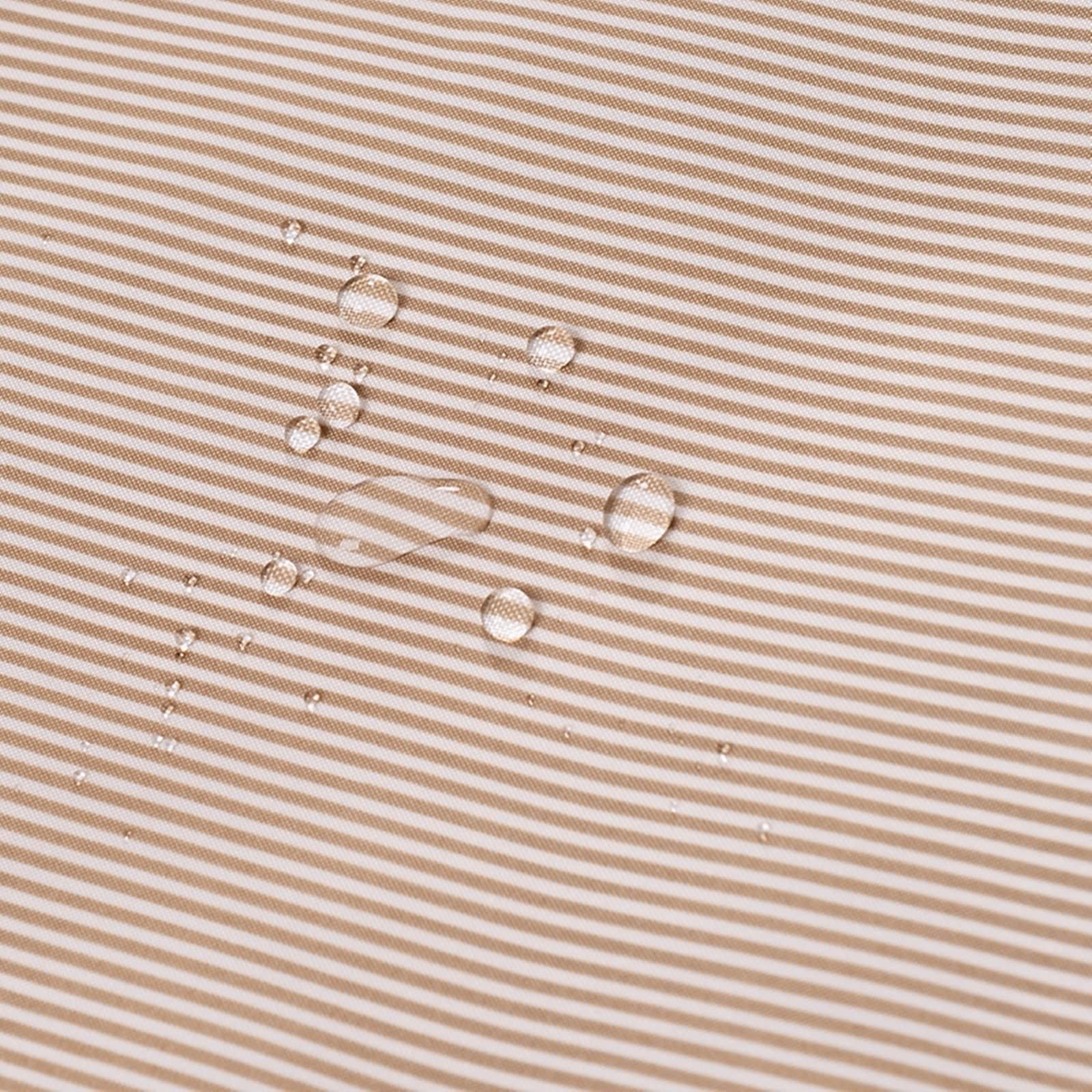 Tenda Doccia 200 x 220, Poliestere Beige Motivo a righe bicolore Tenda da bagno con ganci in metallo e plastica