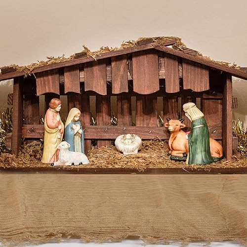 Miniatura 4 de Patelai 2 piezas de camino de mesa de Navidad de 47 x 70 pulgadas, camino de mesa de arpillera, camino de mesa rústico, accesorios para fiesta de