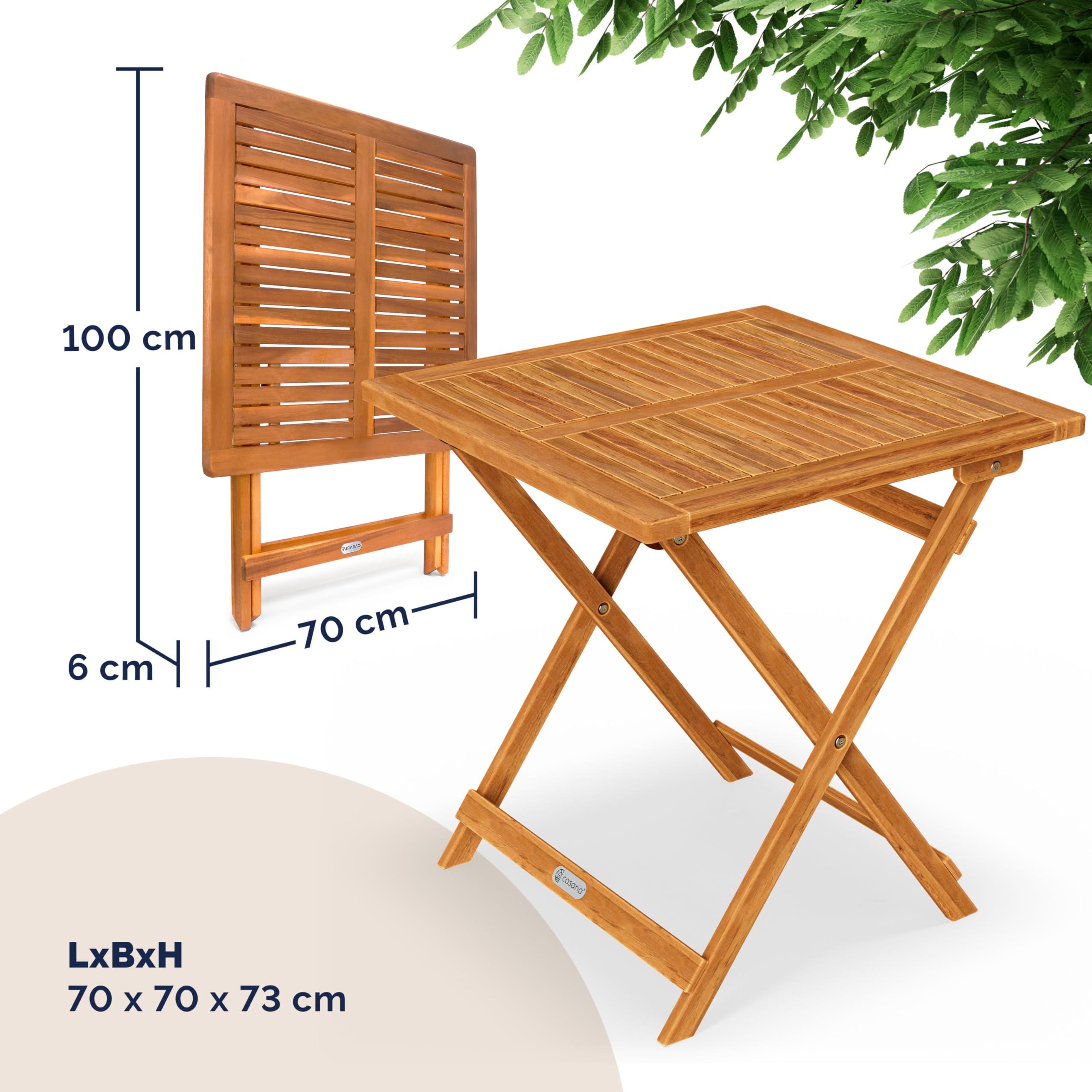 Casaria® Balkonmöbel Set 2 Personen Wetterfest Holz FSC®-zertifizierte Stühle Klappbar 160kg Belastbar Balkon Garten Terrassenmöbel Möbel 3-TLG. Akazie